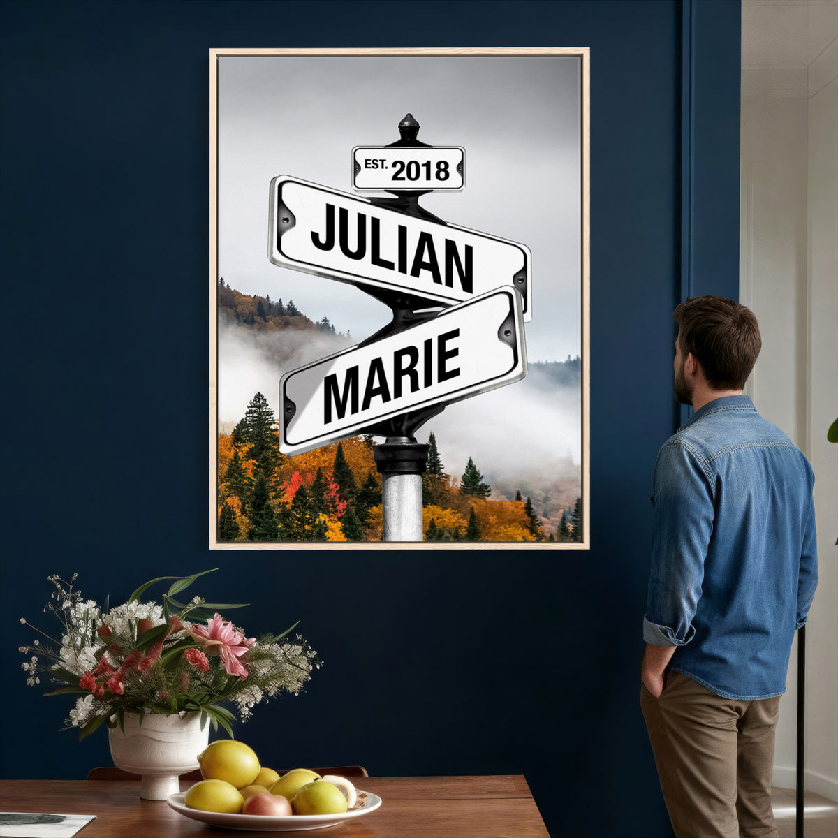 21375959-_Poster-30x20 - Personalized Street Sign Canvas Wall Art, Custom Family Names Signpost Print