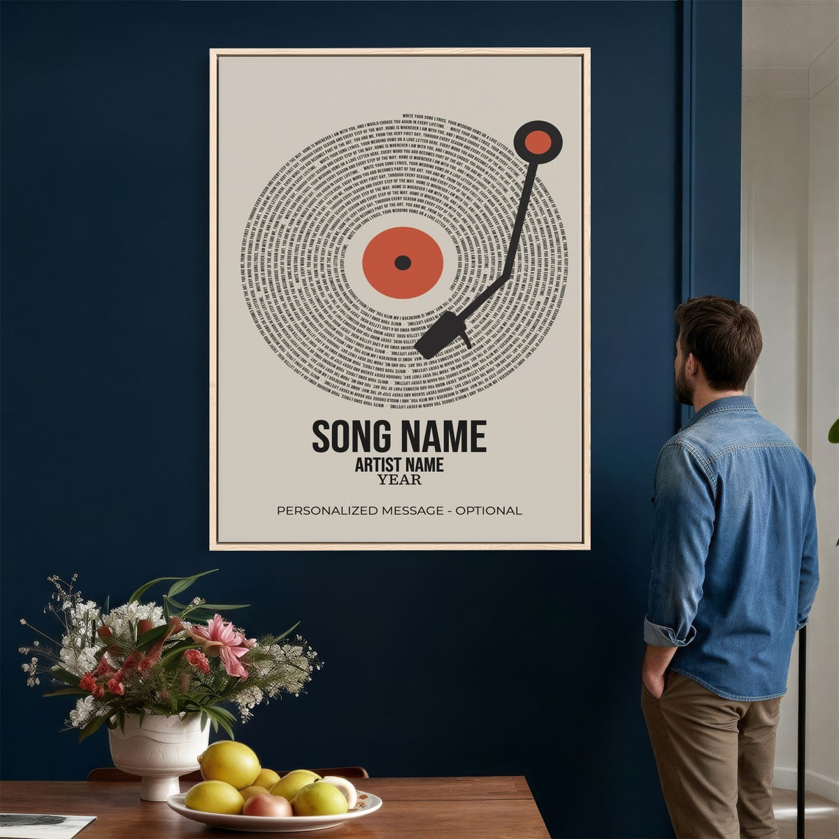 96475288Plak-_Poster-30x20 - Song Lyrics Vinyl Record Canvas Print, Personalized Music Wall Art