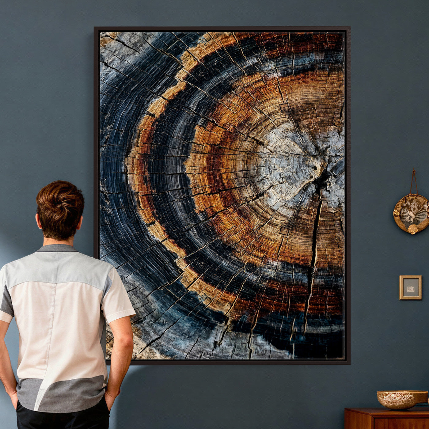 92693966B-MGV-CV-24X36 - Abstract Wood Grain Canvas Print, Tree Ring Pattern Wall Art, Framed Canvas Ready to Hang