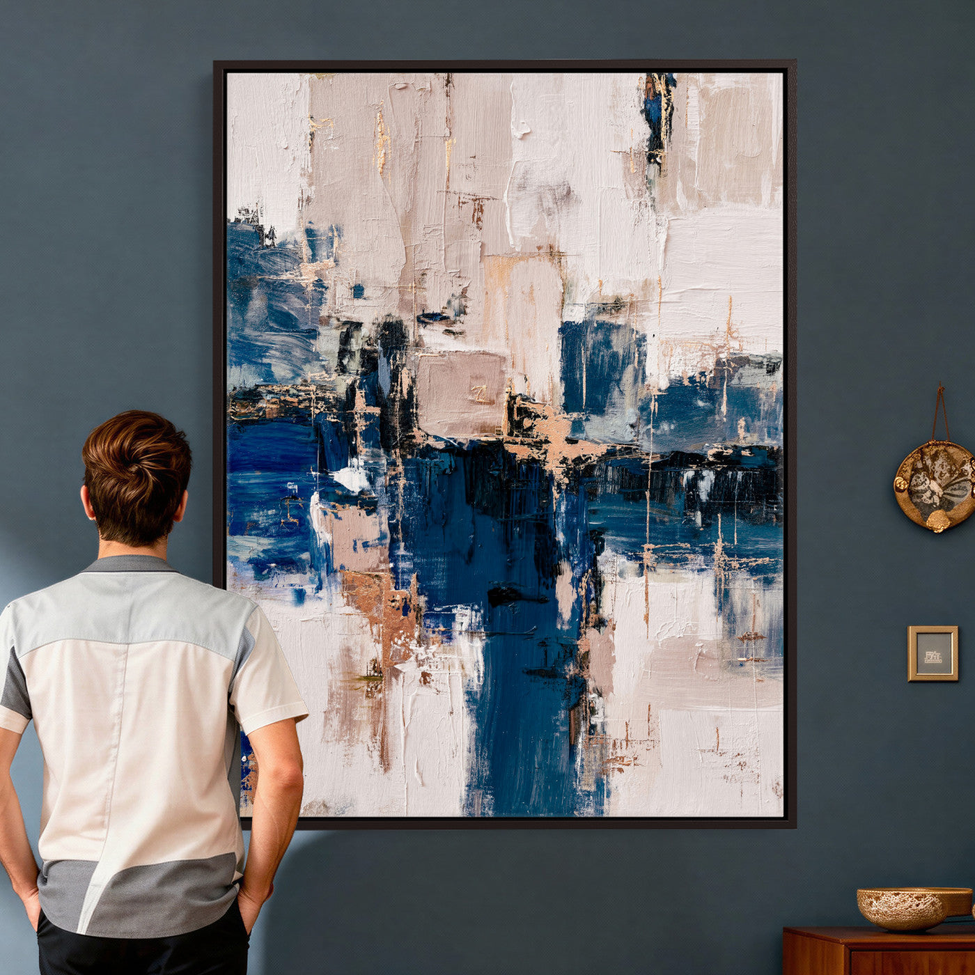 33344787-MGV-CV-24X36 - Abstract Navy Blue Wall Art Canvas Print