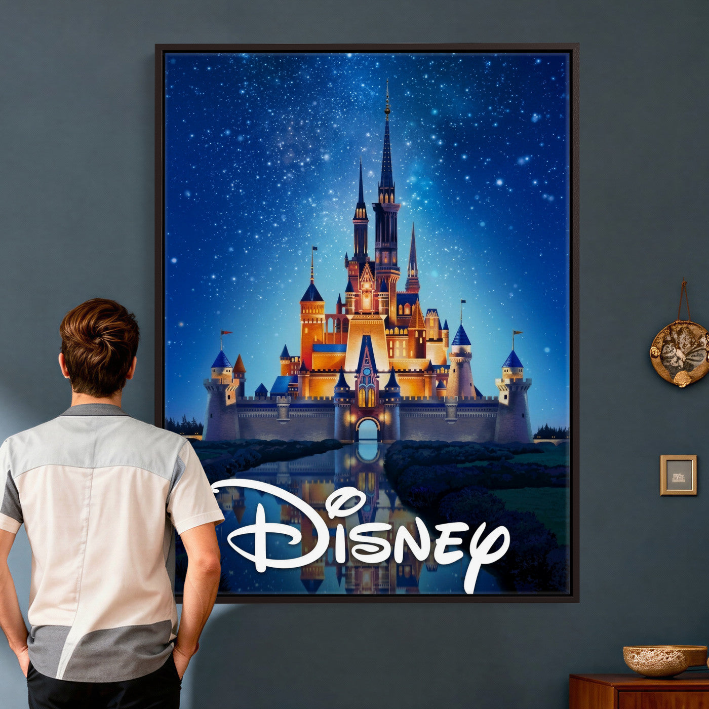 79435DS-MGV-CV-24X36 - Disney Castle Wall Art – Framed Magic Kingdom Canvas Artwork, Fairytale Design, Kids Room Fantasy Decor for Home, Office
