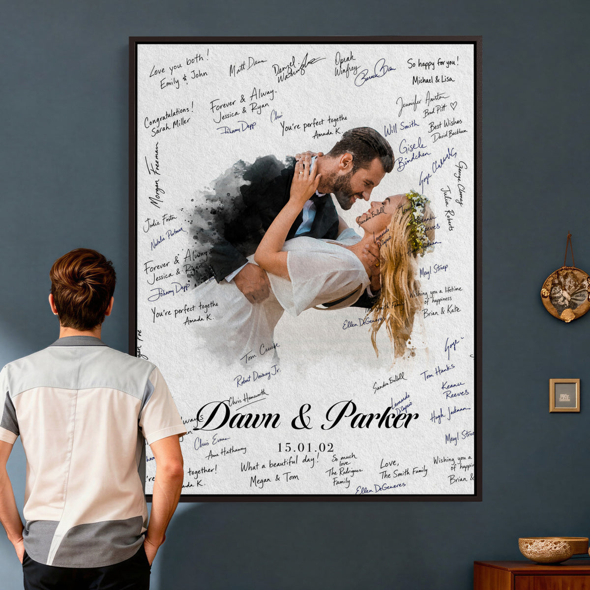 38010783-MGV-CV-24X36_GalleryWrapped - Wedding Guest Book Alternative Wall Art Canvas Print, Personalized Couple Photo Guestbook