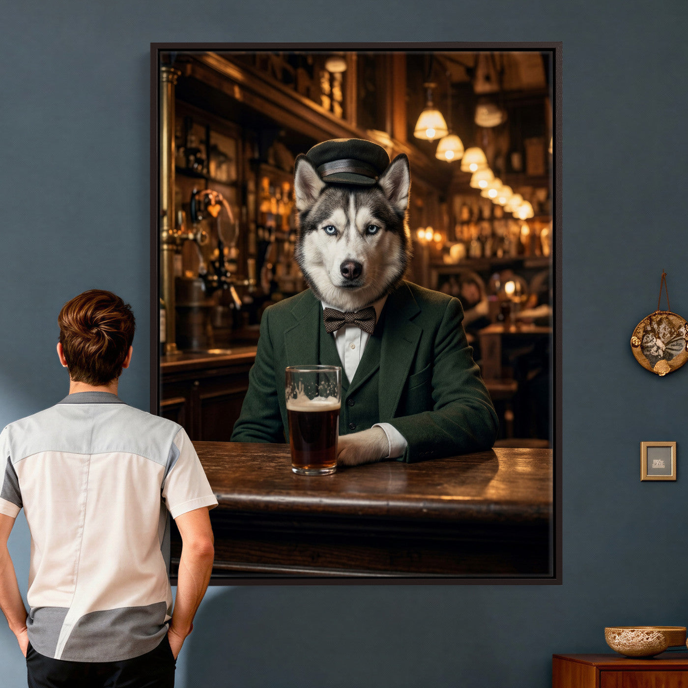 38460512H3-MGV-CV-24X36 - Custom Pet Portrait Canvas, Your Dog or Cat as a Dapper Human Character, Funny Personalized Animal Art