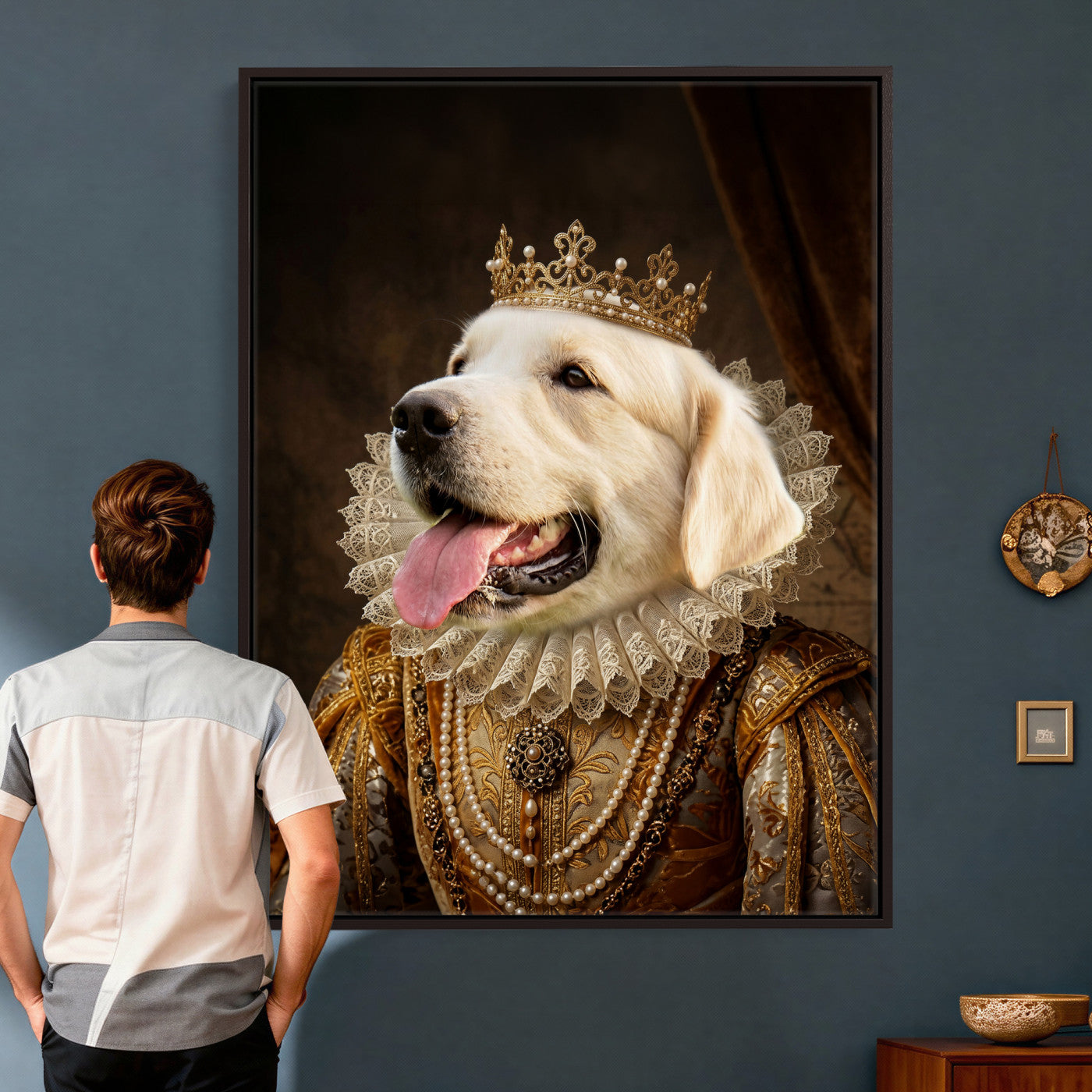38460512L1-MGV-CV-24X36 - Custom Royal Pet Portrait Canvas, Your Dog or Cat as Queen King Aristocrat, Personalized Regal Animal Art