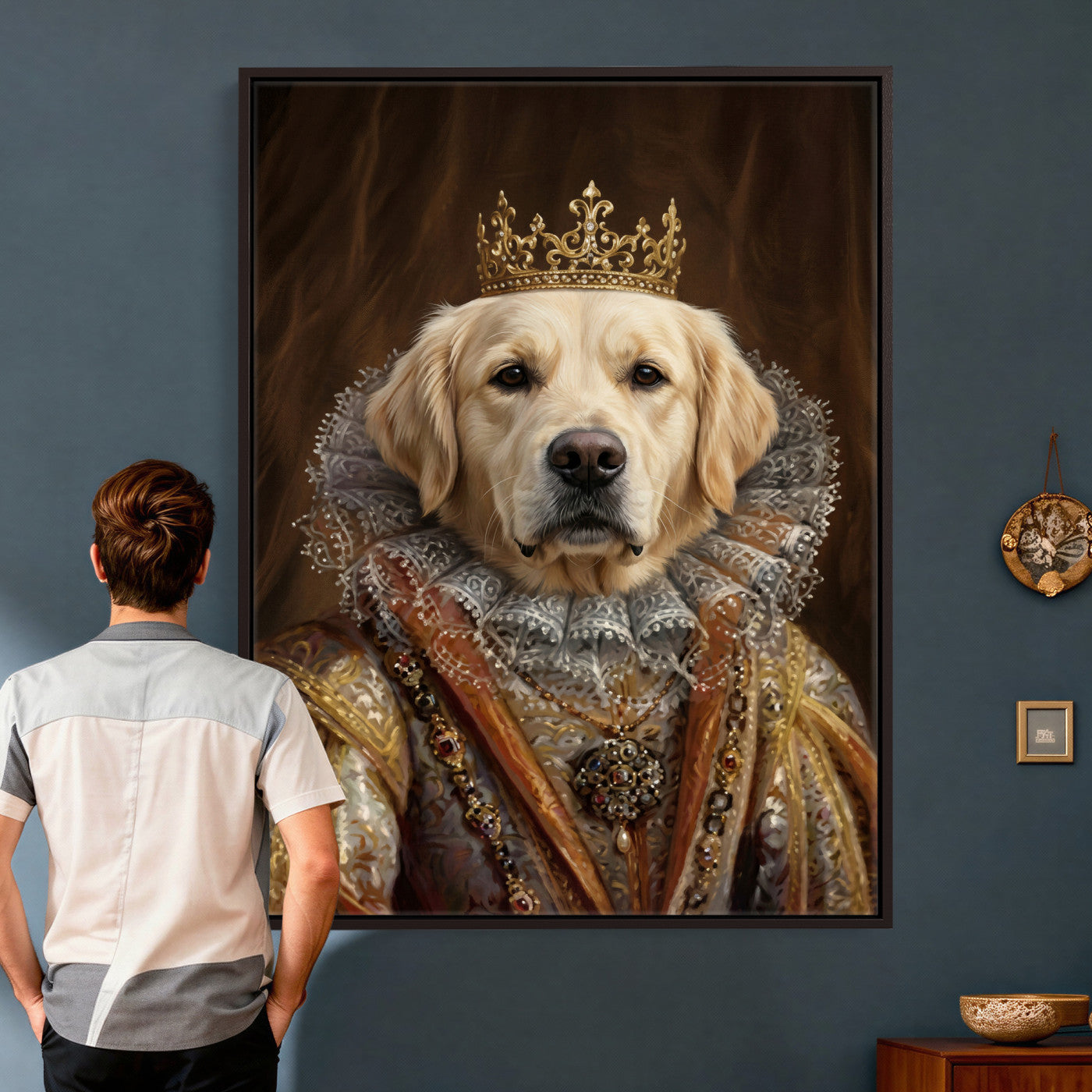 38460512L2-MGV-CV-24X36 - Custom Royal Pet Portrait Canvas, Your Dog or Cat as Queen King Aristocrat, Personalized Regal Animal Art