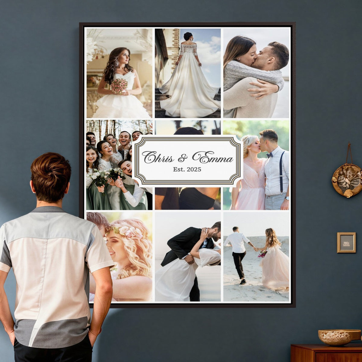 Personalized Wedding Photo Collage Canvas Print, Custom Couple Gift
