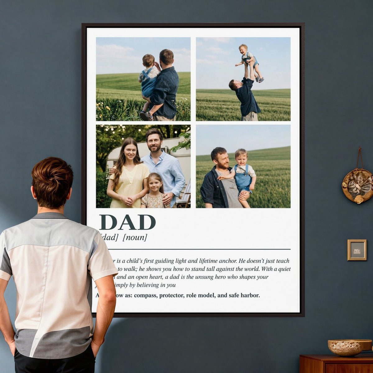 Personalized gift for dad, four photo collage, canvas print