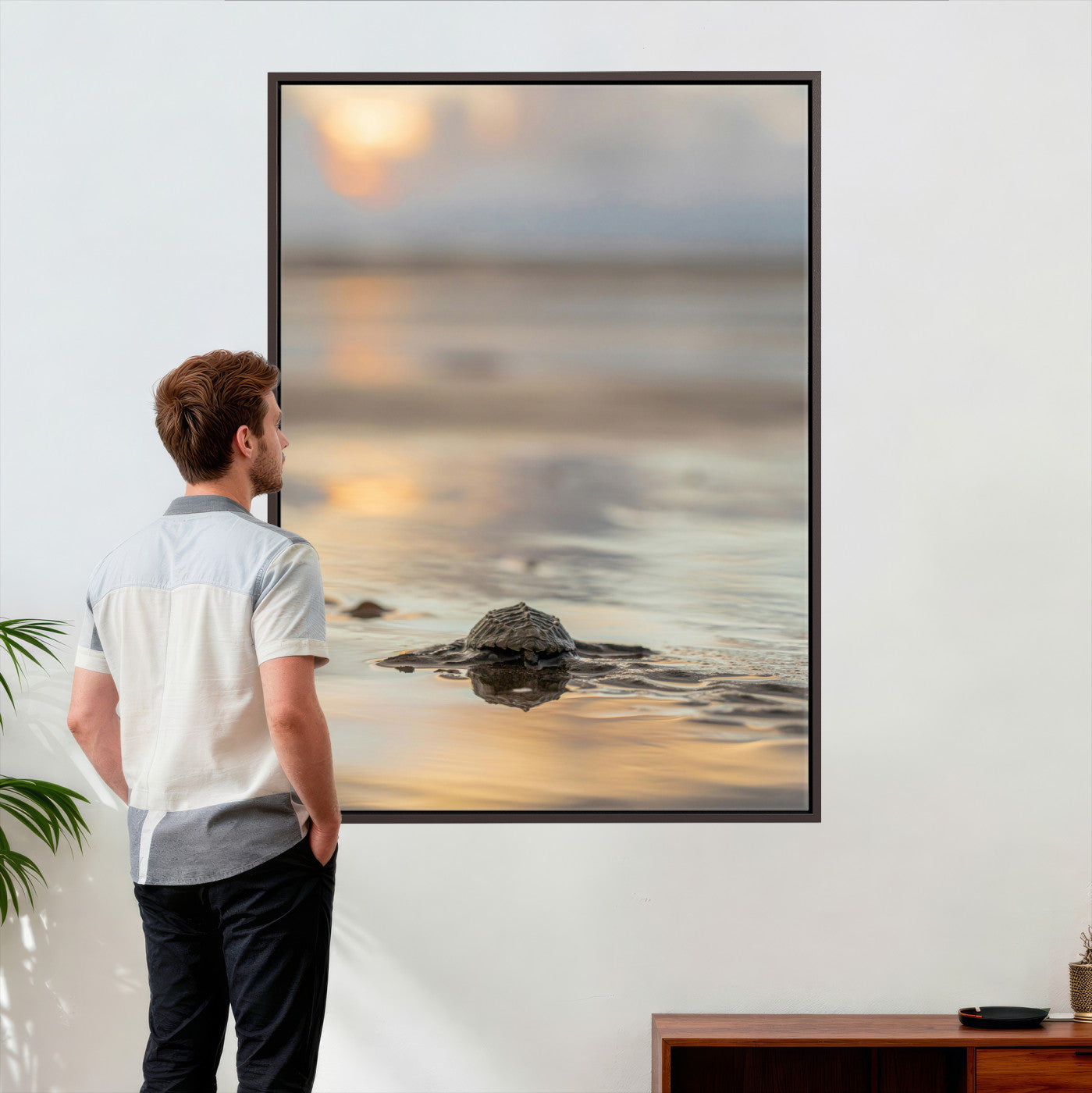 88625581-MGV-CV-24X36 - Sea Turtle Hatchling Wall Art Canvas Print – Soft Coastal Wildlife Photography Artwork Print for Living Room, Bedroom, and Beach House Decor