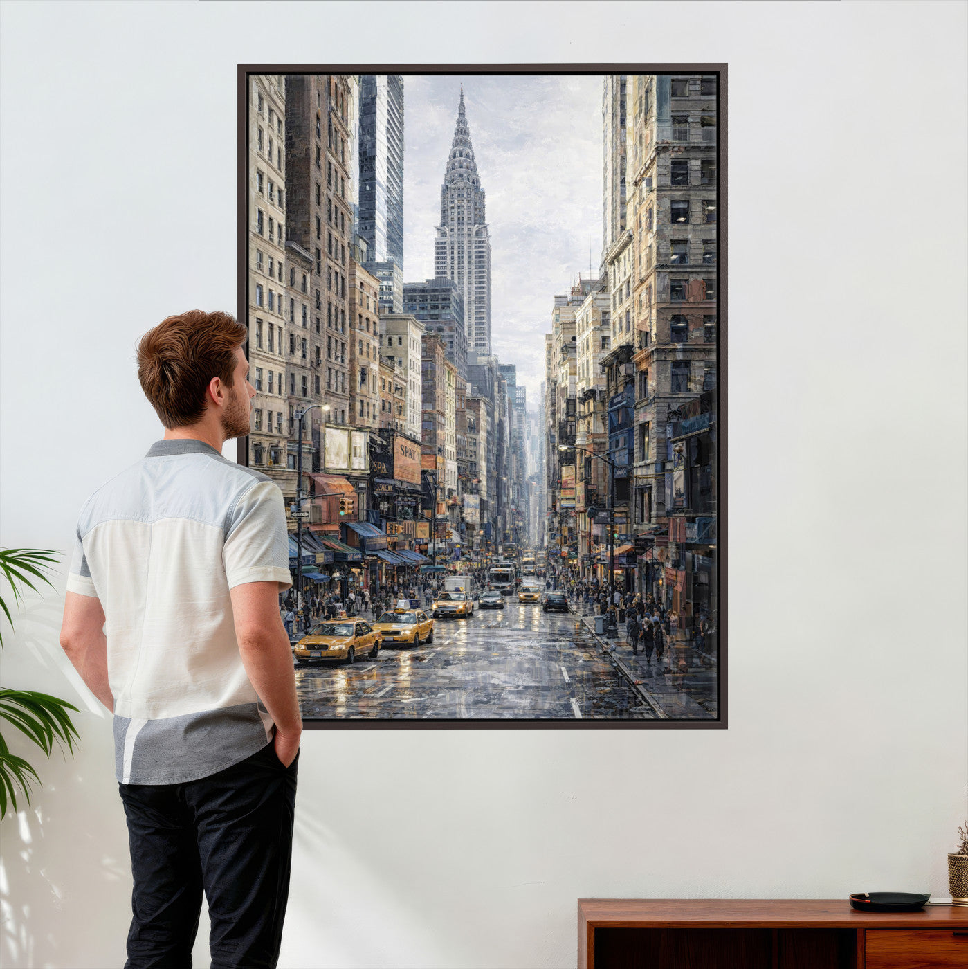 37693299-MGV-CV-24X36 - Chrysler Building New York Wall Art Canvas Print, Abstract NYC Street Painting Canvas Print, Modern Manhattan City Artwork for Living Room Decor