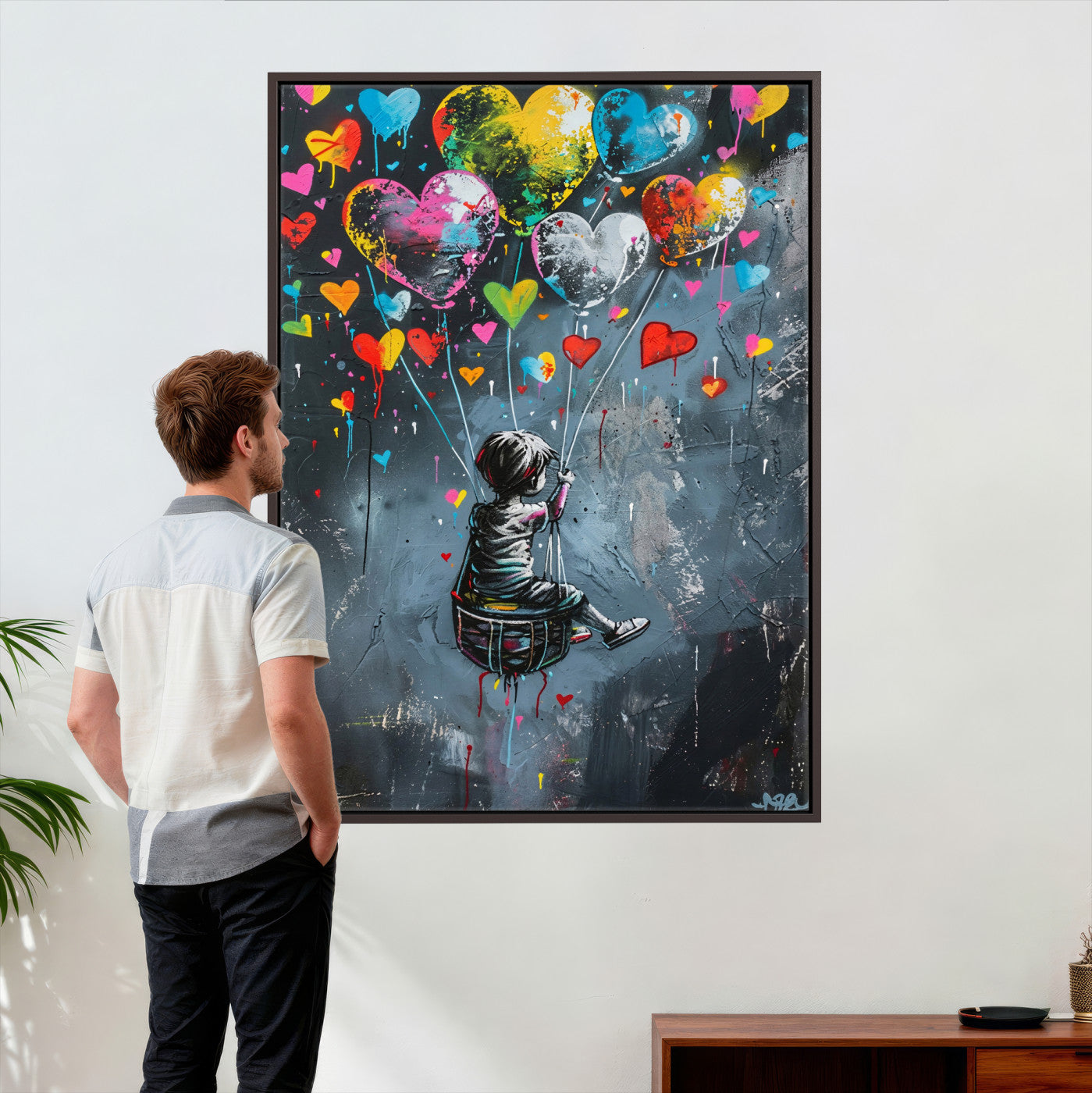 3812625445543-MGV-CV-24X36 - Banksy Balloon Canvas,Banksy Grafitti Art, Balloon Poster, Banksy Art, Wall Art Canvas Design, Ready To Hang Decoration,Wall Art