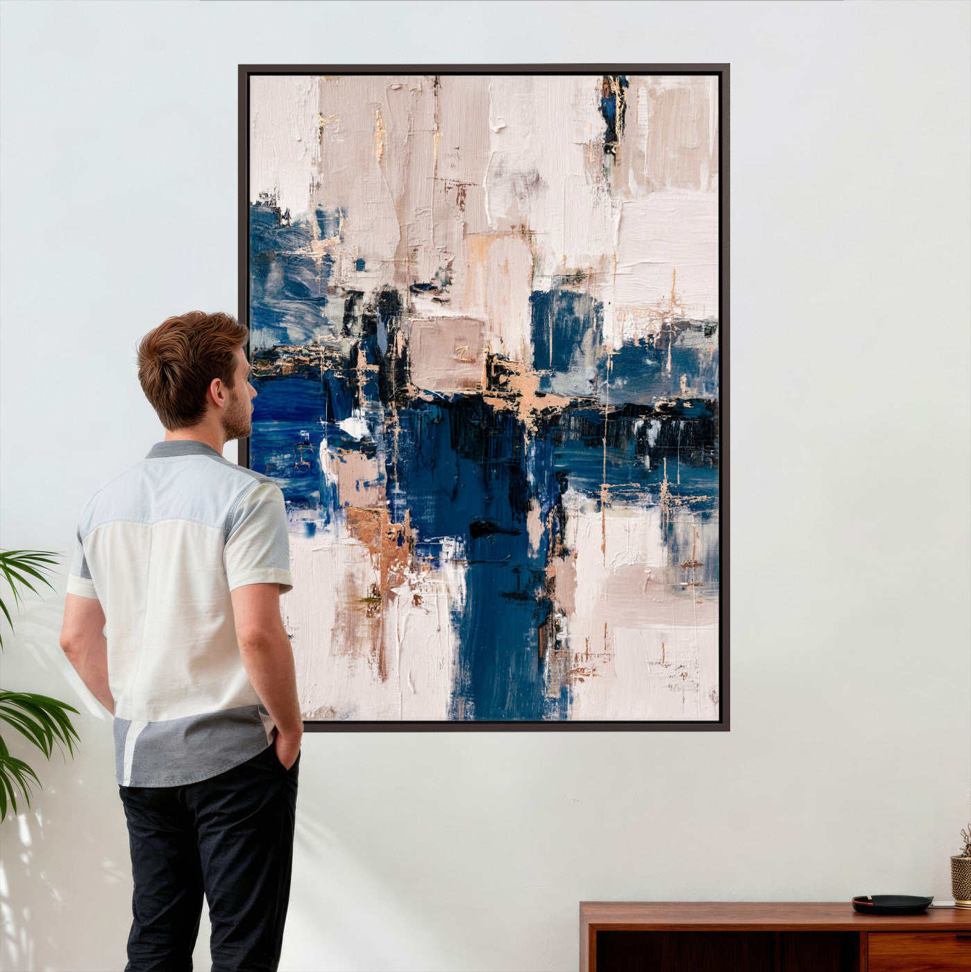 33344787-MGV-CV-24X36 - Abstract Navy Blue Wall Art Canvas Print