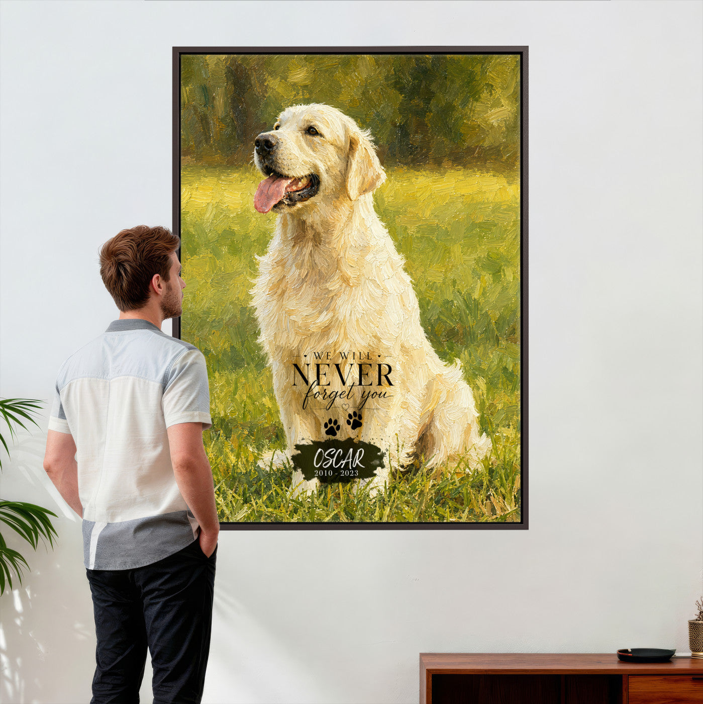 38460512V3-MGV-CV-24X36 - Pet Memorial Wall Art Canvas Print, Custom Dog Memorial Portrait, Personalized Angel Pet Loss Gift, Angel Wings Puppy Print