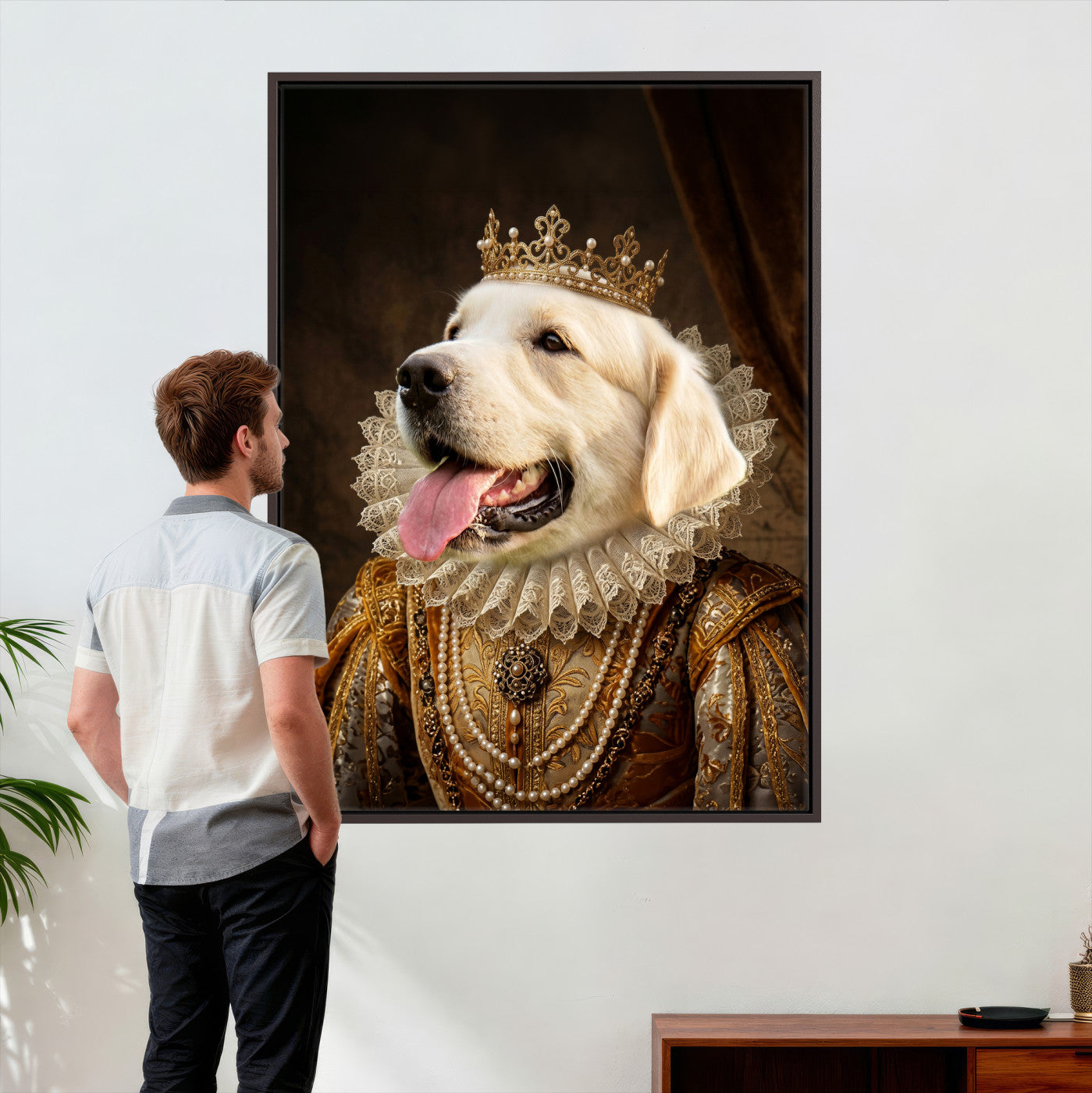 38460512L1-MGV-CV-24X36 - Custom Royal Pet Portrait Canvas, Your Dog or Cat as Queen King Aristocrat, Personalized Regal Animal Art
