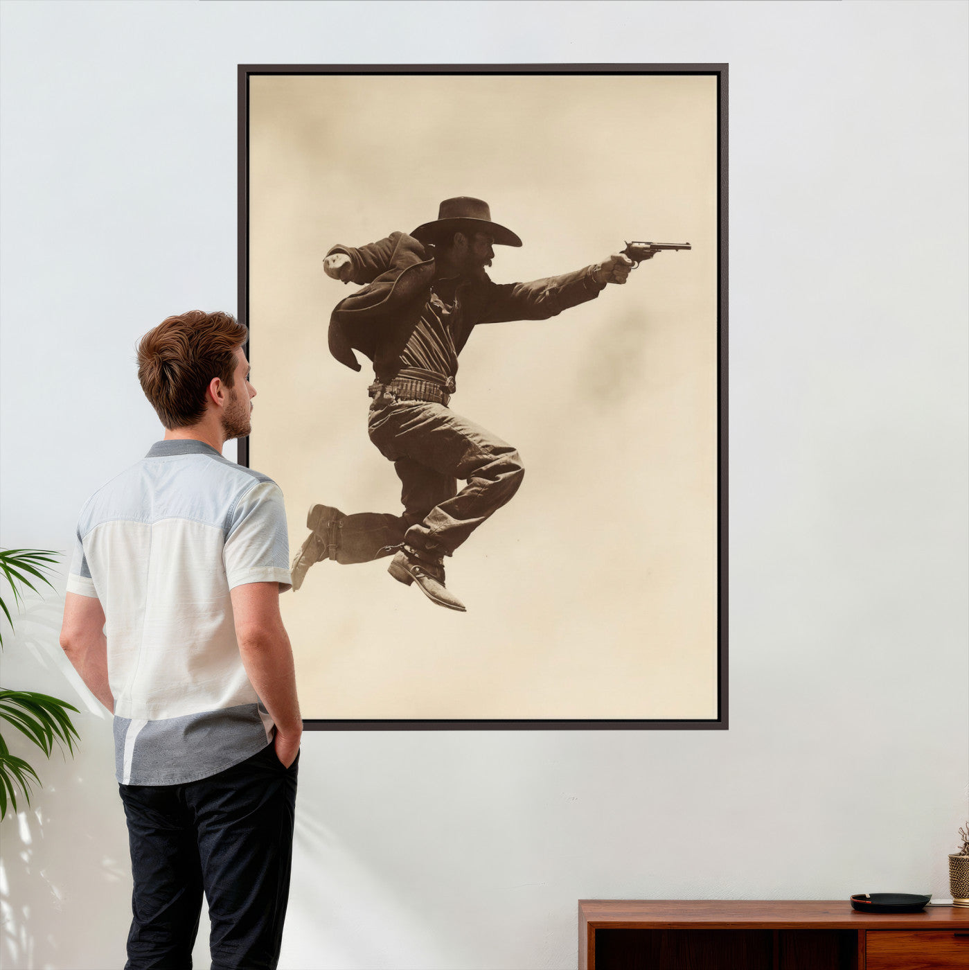 94461975G-MGV-CV-24X36 - Vintage Cowboy Wall Art Canvas Print, Western Gunfighter Decor