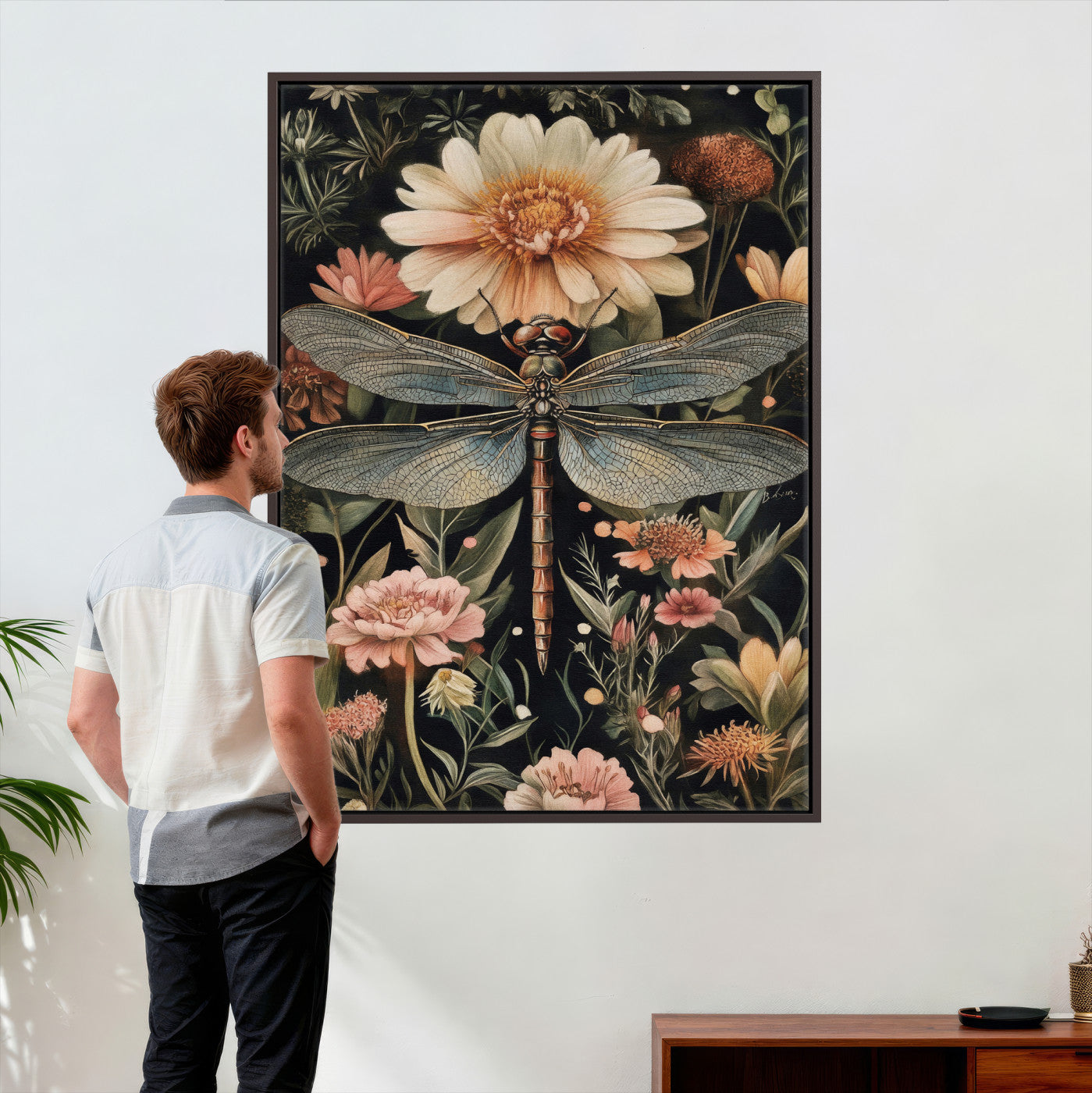 42409493-MGV-CV-24X36 - William Morris Style Prints Canvas Wall Art Lnner Framed, Vintage Bee Botanical Floral Wall Art Decor Pictures for Livingroom, Animals Pictures Decor Artwork