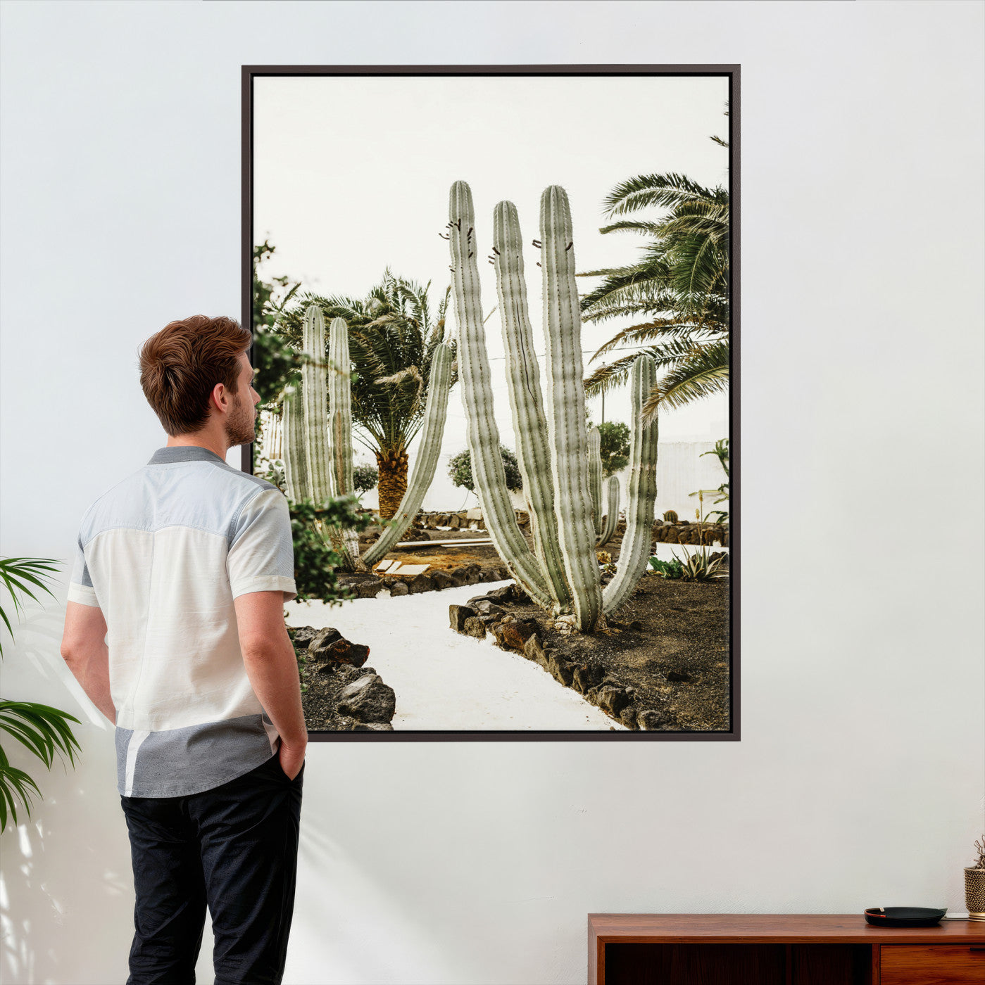 10167832-MGV-CV-24X36 - Cactus Garden Lanzarote Spain Wall Art Canvas Print - Cesar Manrique Desert Oasis Painting