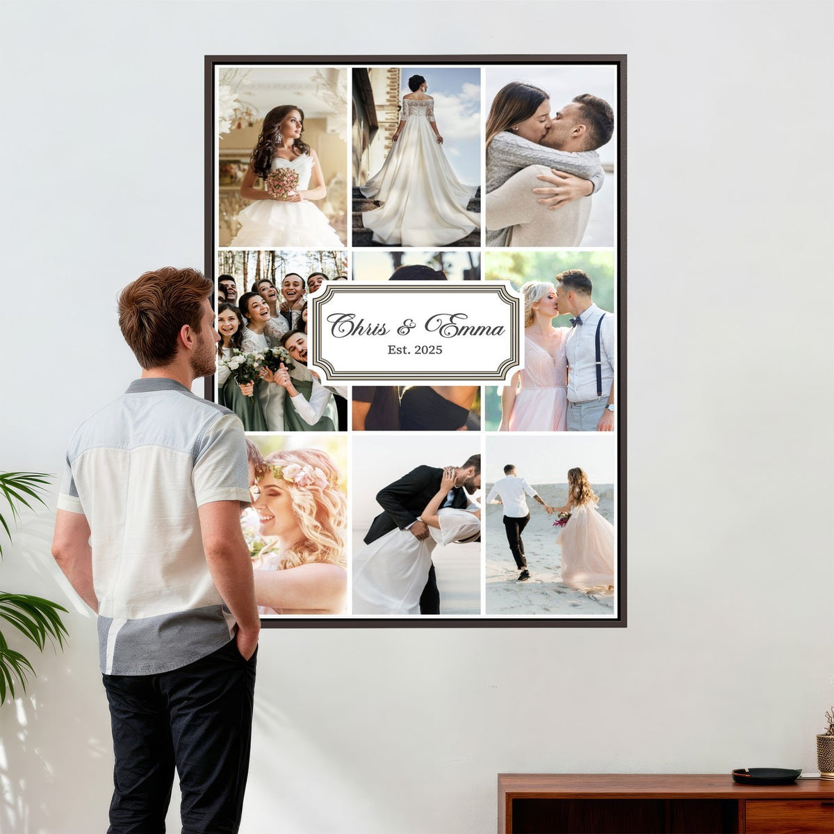Personalized Wedding Photo Collage Canvas Print, Custom Couple Gift