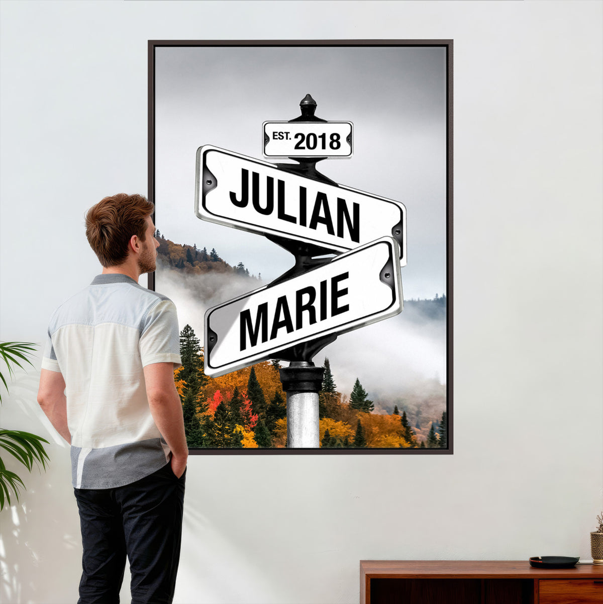 21375959-_Poster-30x20 - Personalized Street Sign Canvas Wall Art, Custom Family Names Signpost Print