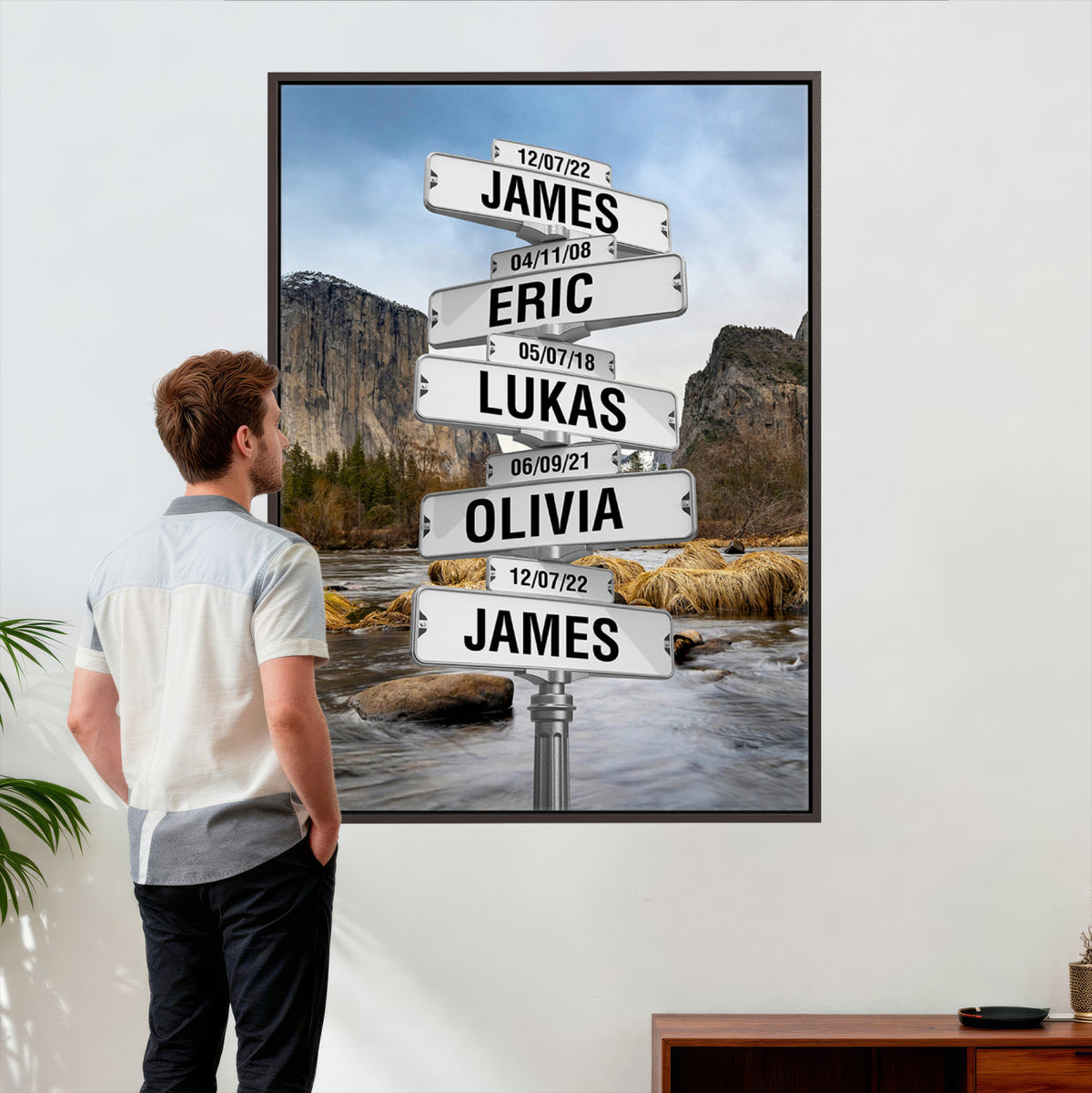 96475288-_Poster-30x20 - Personalized Street Sign Canvas Wall Art, Custom Family Names Signpost Print