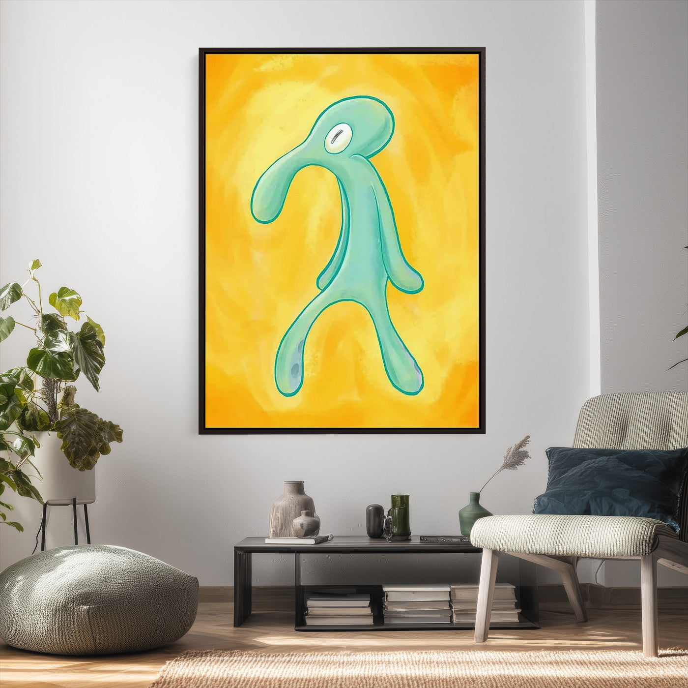 16453603-MGV-CV-24X36 - Squidward Tentacles Wall Art Canvas Print – Bold and Brash Style Artwork Print for Living Room, Office, and Creative Decor