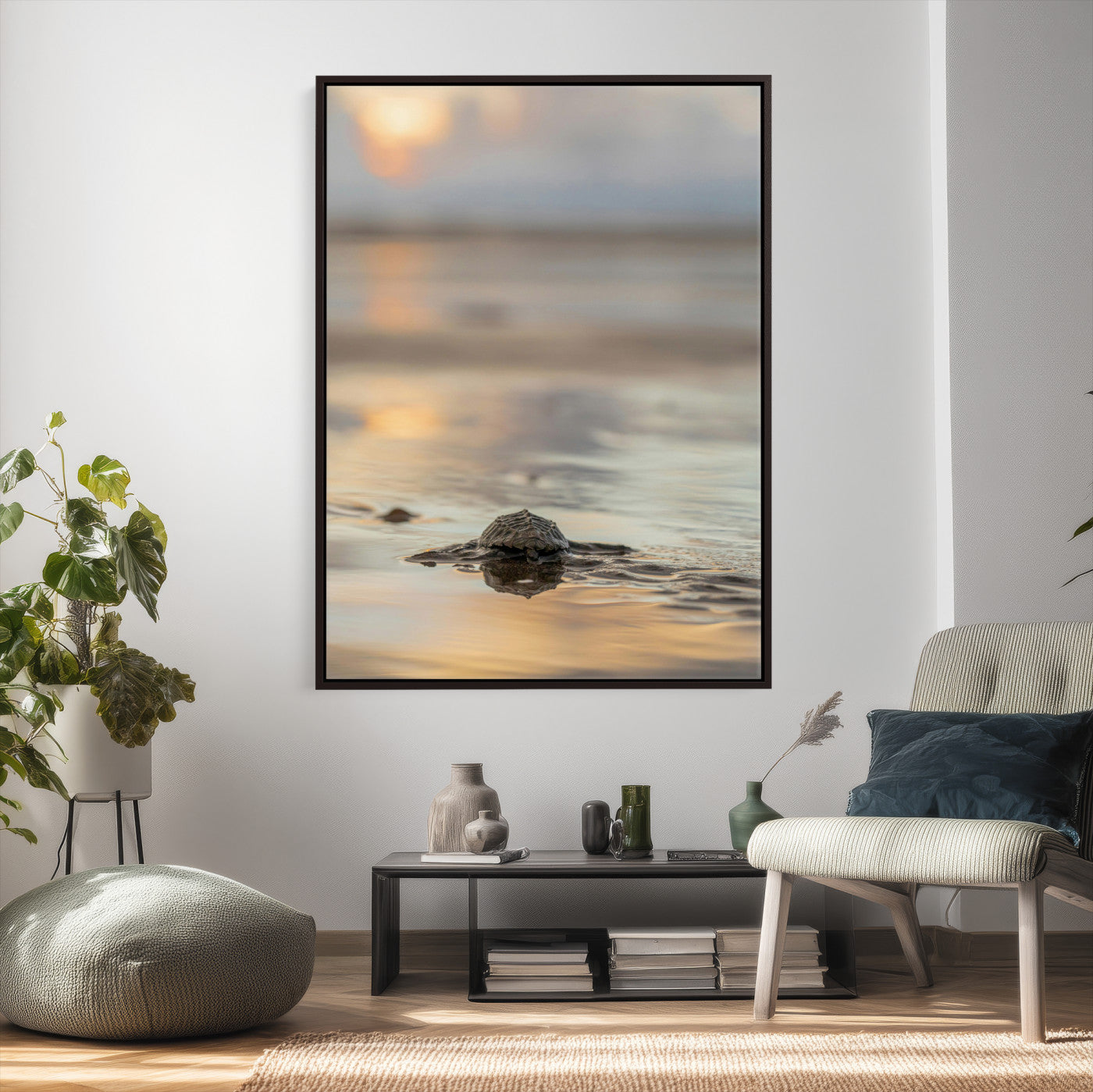 88625581-MGV-CV-24X36 - Sea Turtle Hatchling Wall Art Canvas Print – Soft Coastal Wildlife Photography Artwork Print for Living Room, Bedroom, and Beach House Decor