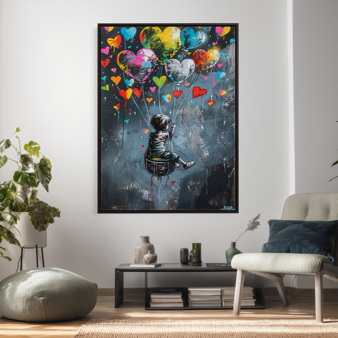 3812625445543-MGV-CV-24X36 - Banksy Balloon Canvas,Banksy Grafitti Art, Balloon Poster, Banksy Art, Wall Art Canvas Design, Ready To Hang Decoration,Wall Art