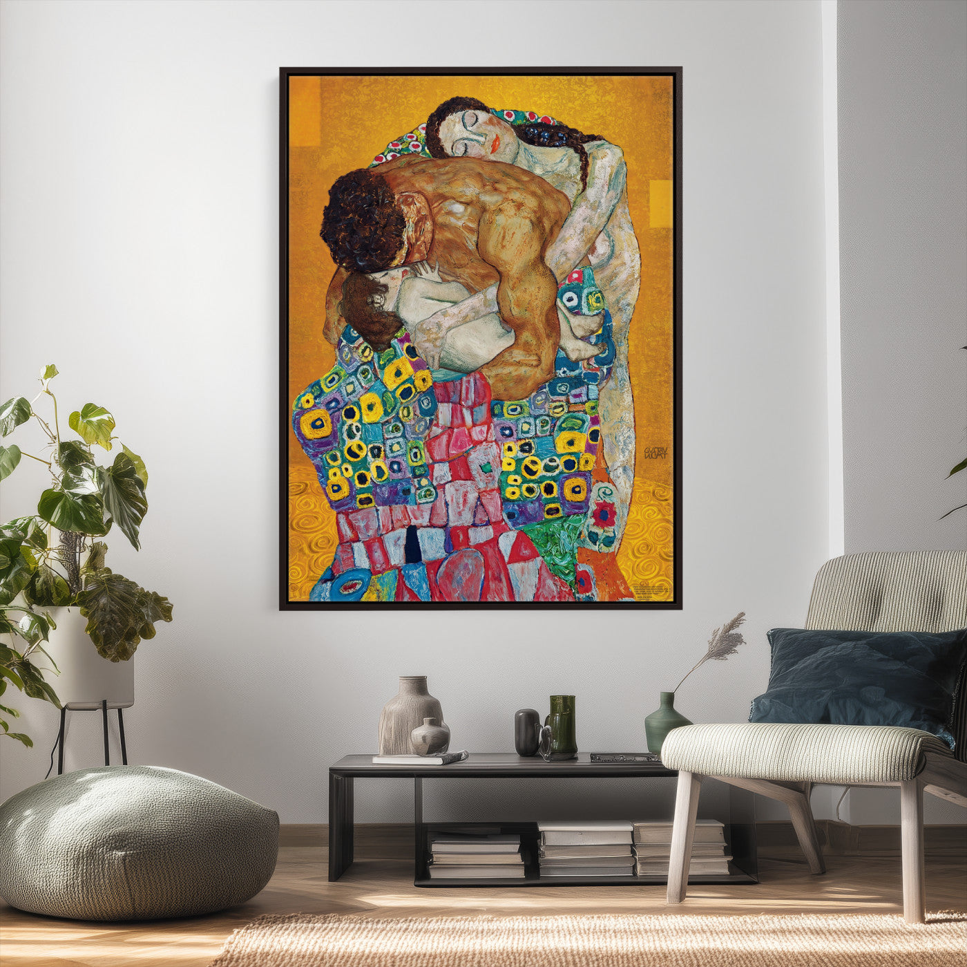 44640476-MGV-CV-24X36 - The Bride Wall Art Canvas Print – Gustav Klimt Inspired Romantic Embrace Painting
