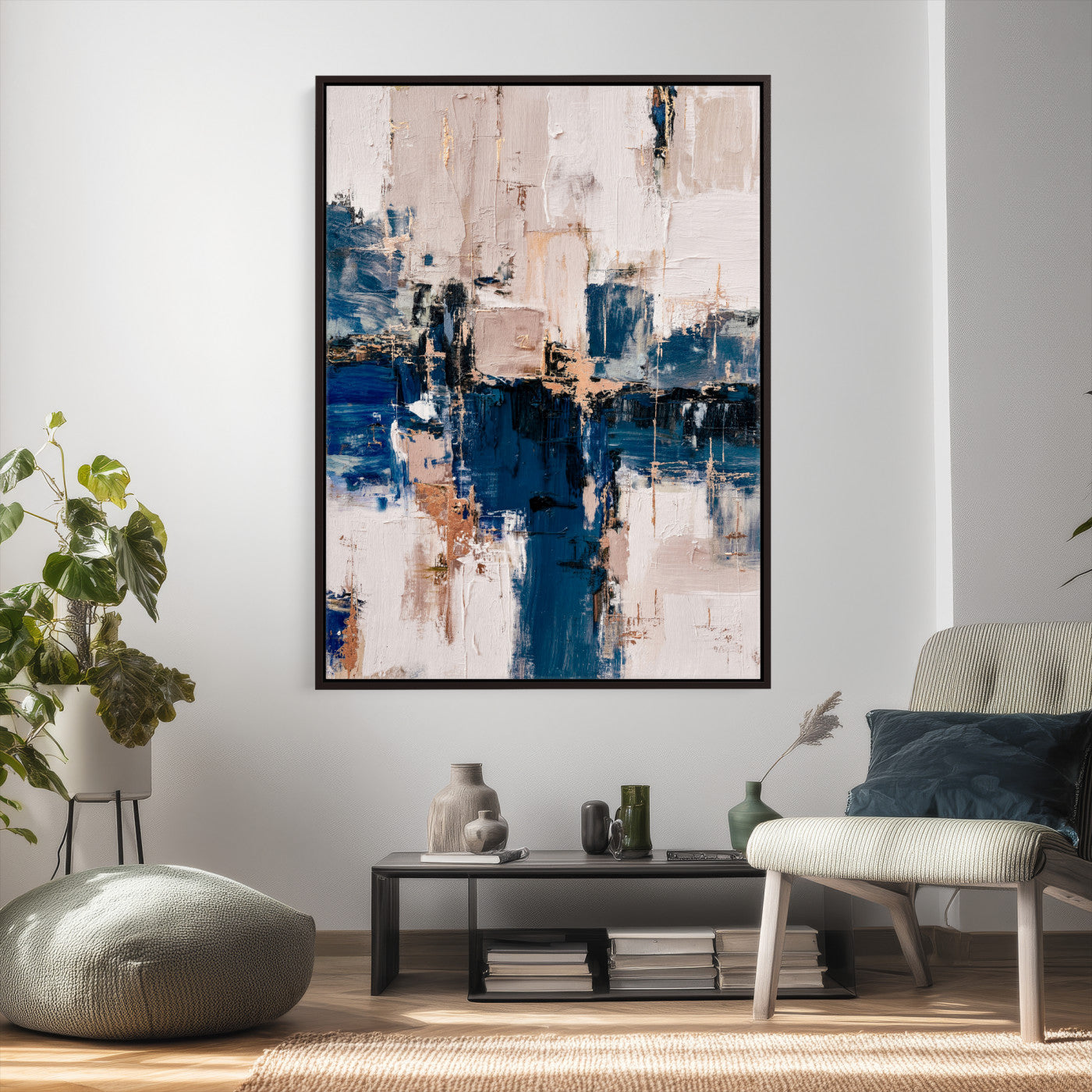 33344787-MGV-CV-24X36 - Abstract Navy Blue Wall Art Canvas Print