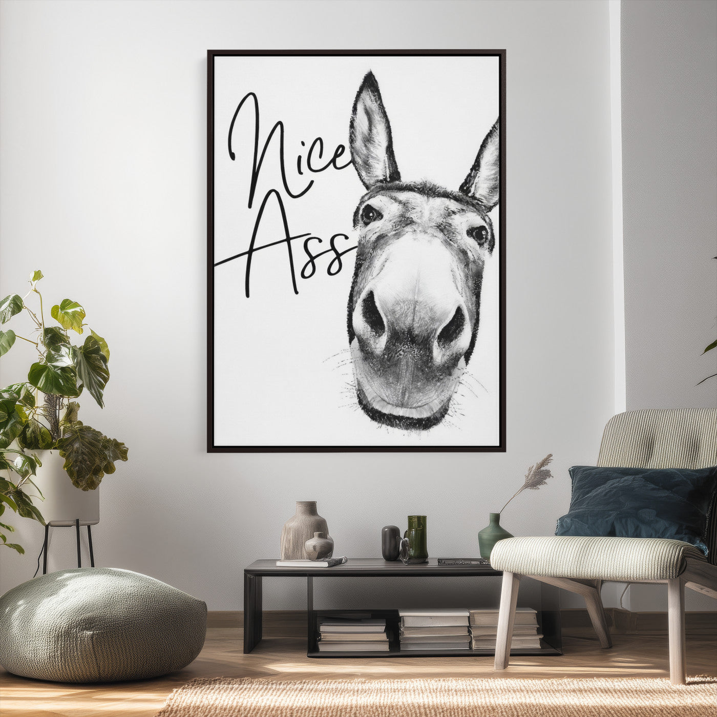 56057354-MGV-CV-24X36 - Nice Ass Funny Canvas Wall Art for Bathroom Wall Decor Cute Danke Humor Decor, Quirky Farmhouse Bathroom Art, Cow Lover Gift