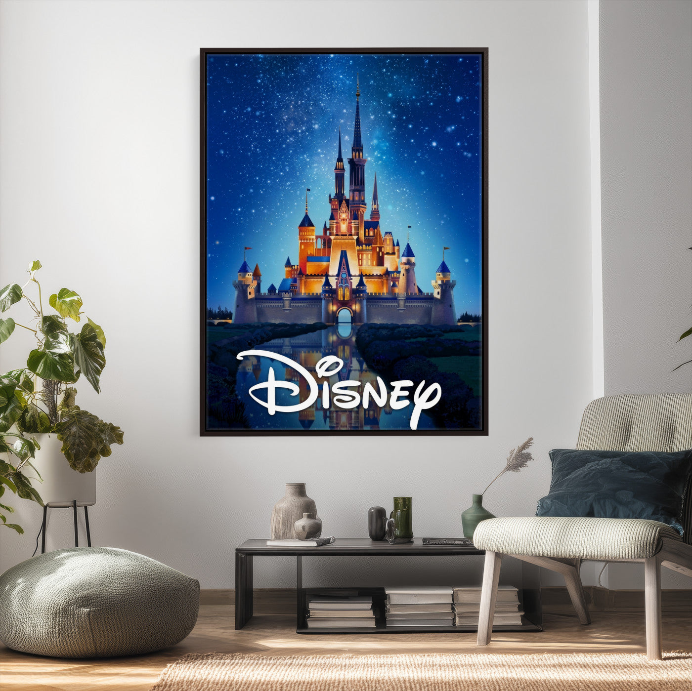 79435DS-MGV-CV-24X36 - Disney Castle Wall Art – Framed Magic Kingdom Canvas Artwork, Fairytale Design, Kids Room Fantasy Decor for Home, Office