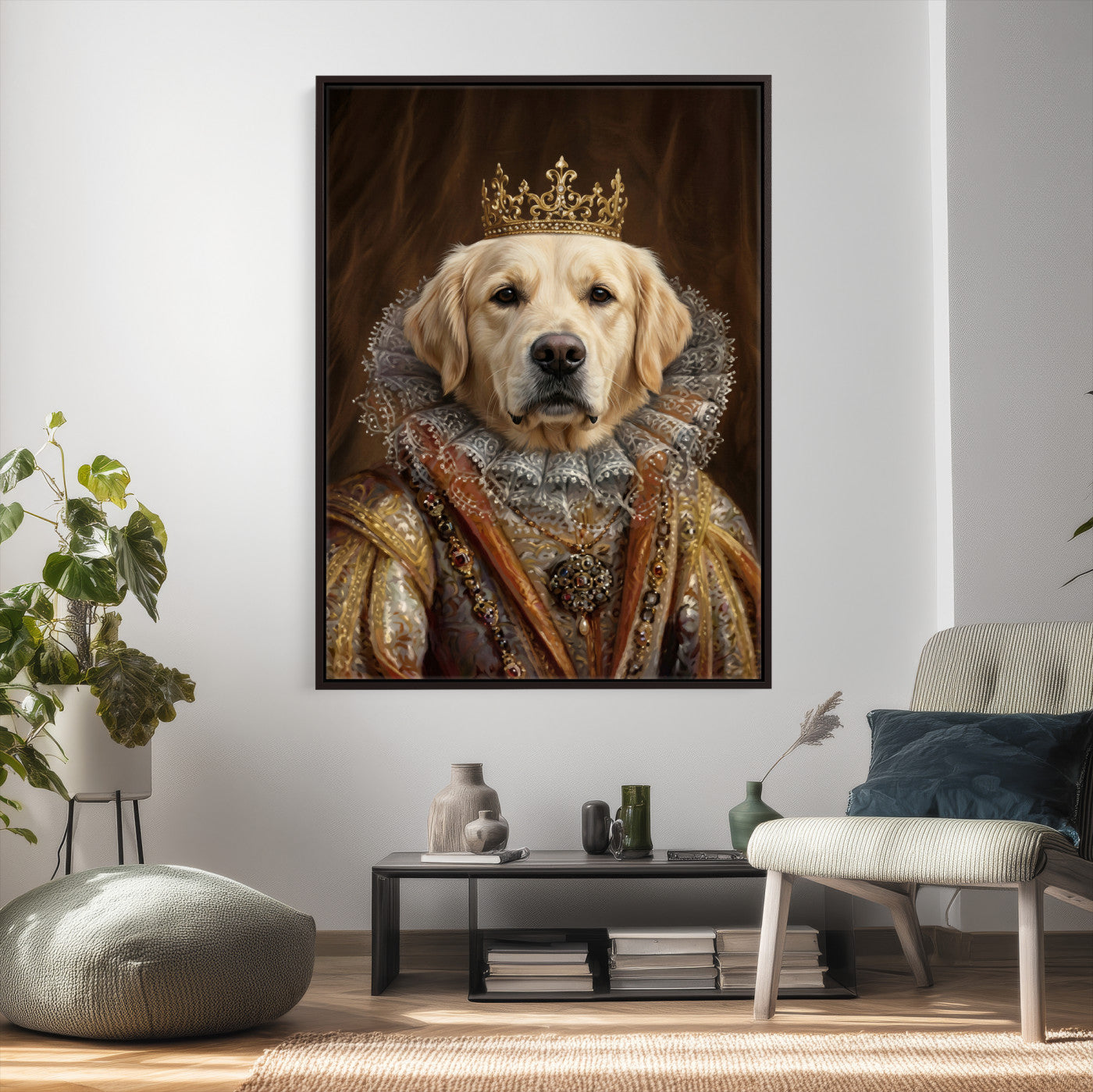 38460512L2-MGV-CV-24X36 - Custom Royal Pet Portrait Canvas, Your Dog or Cat as Queen King Aristocrat, Personalized Regal Animal Art