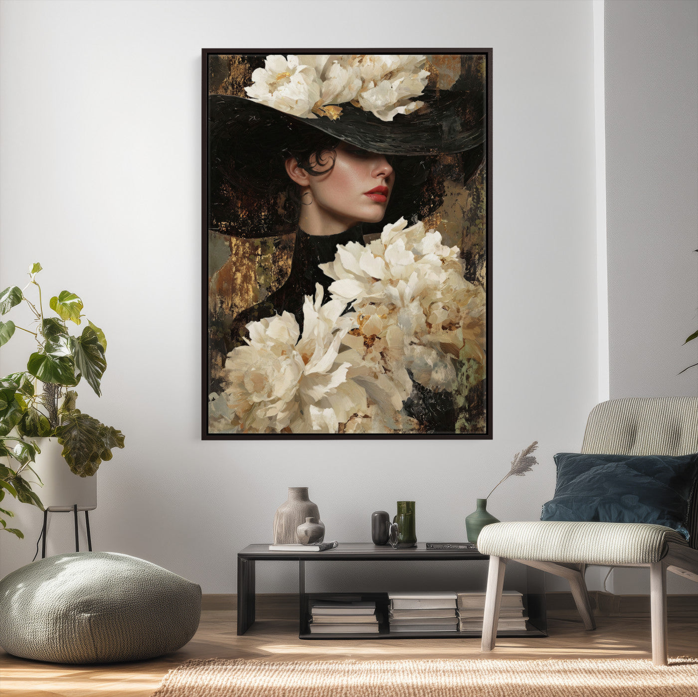 34147087-MGV-CV-24X36 - Glamour Woman Portrait Canvas Wall Art, Elegant Patel Women Portrait Print
