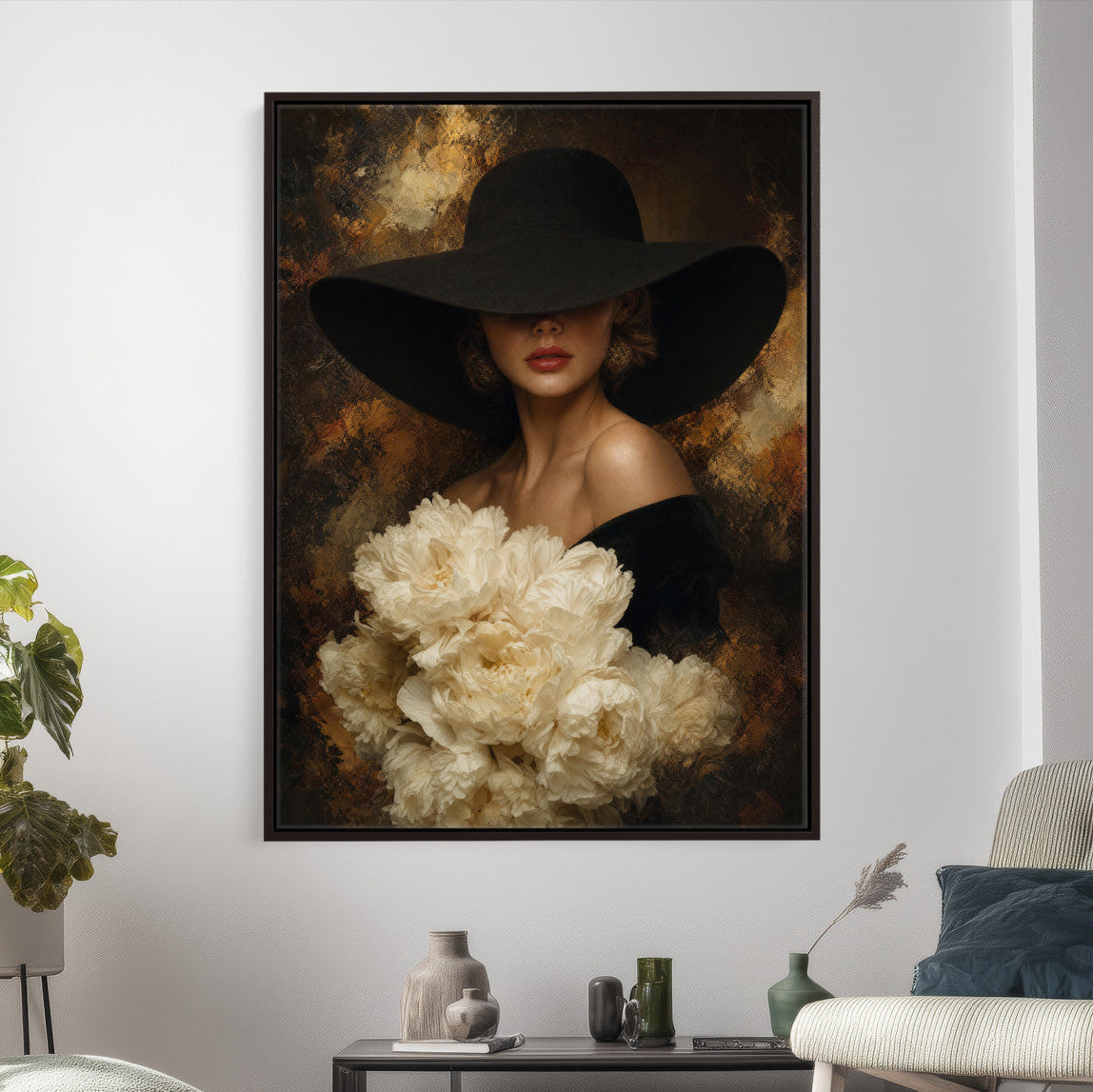 63967705-MGV-CV-24X36 - Glamour Woman Portrait Canvas Wall Art, Elegant Patel Women Portrait Print
