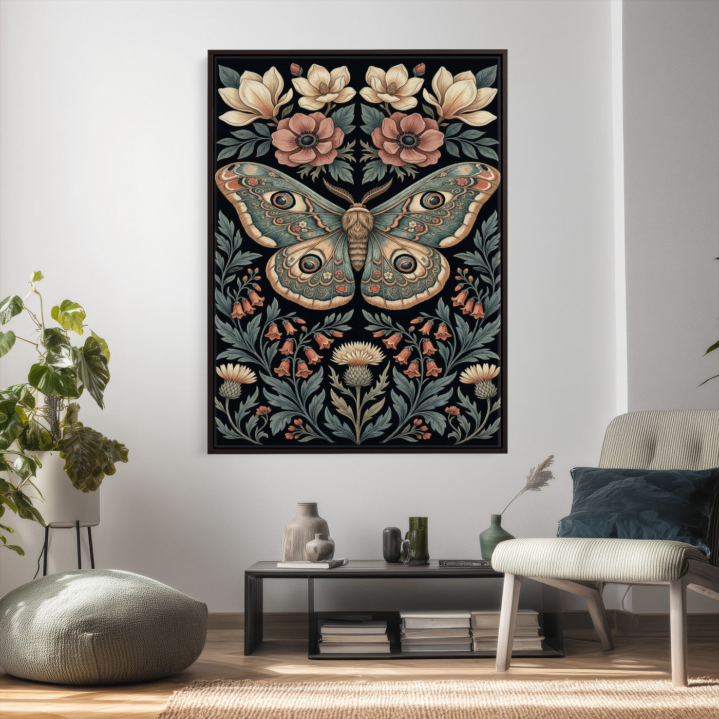 53492618-MGV-CV-24X36 - William Morris Style Prints Canvas Wall Art Lnner Framed, Vintage Bee Botanical Floral Wall Art Decor Pictures for Livingroom, Animals Pictures Decor Artwork