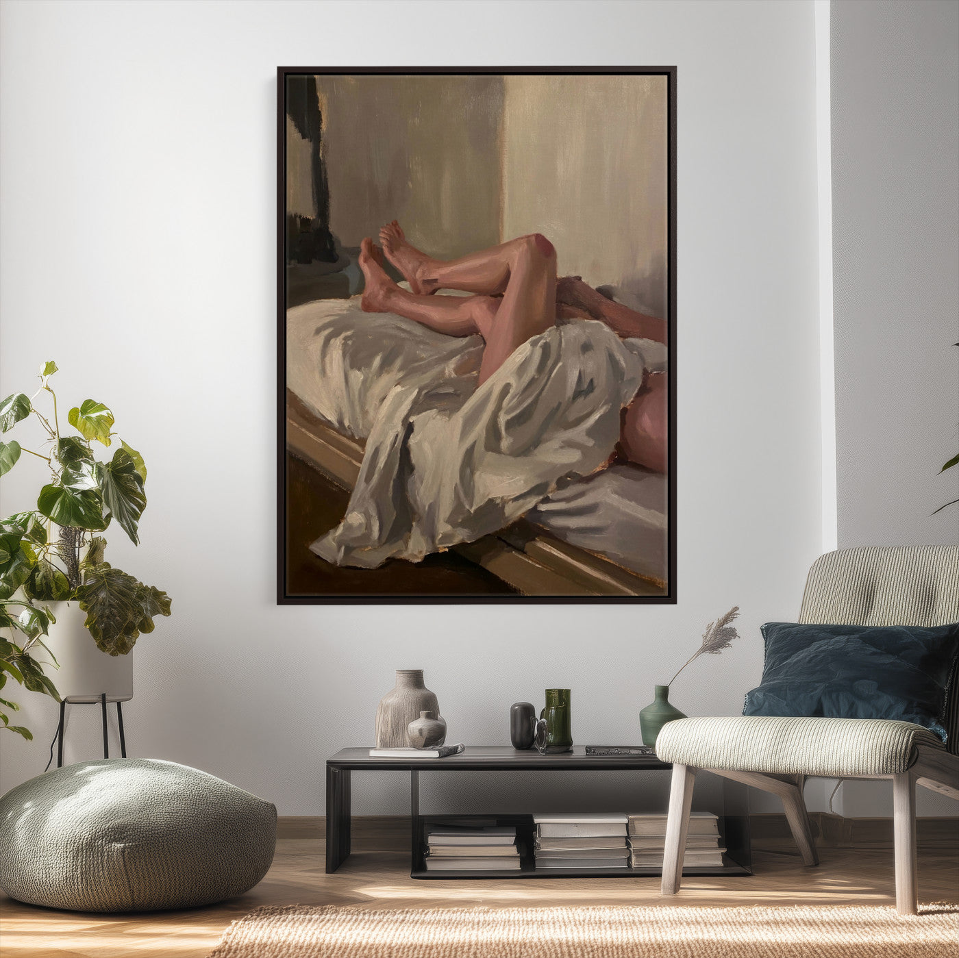 32200836-MGV-CV-24X36 - Gay Love in Bed Wall Art Canvas Print - Mood Impressionist Oil Painting Fine Art