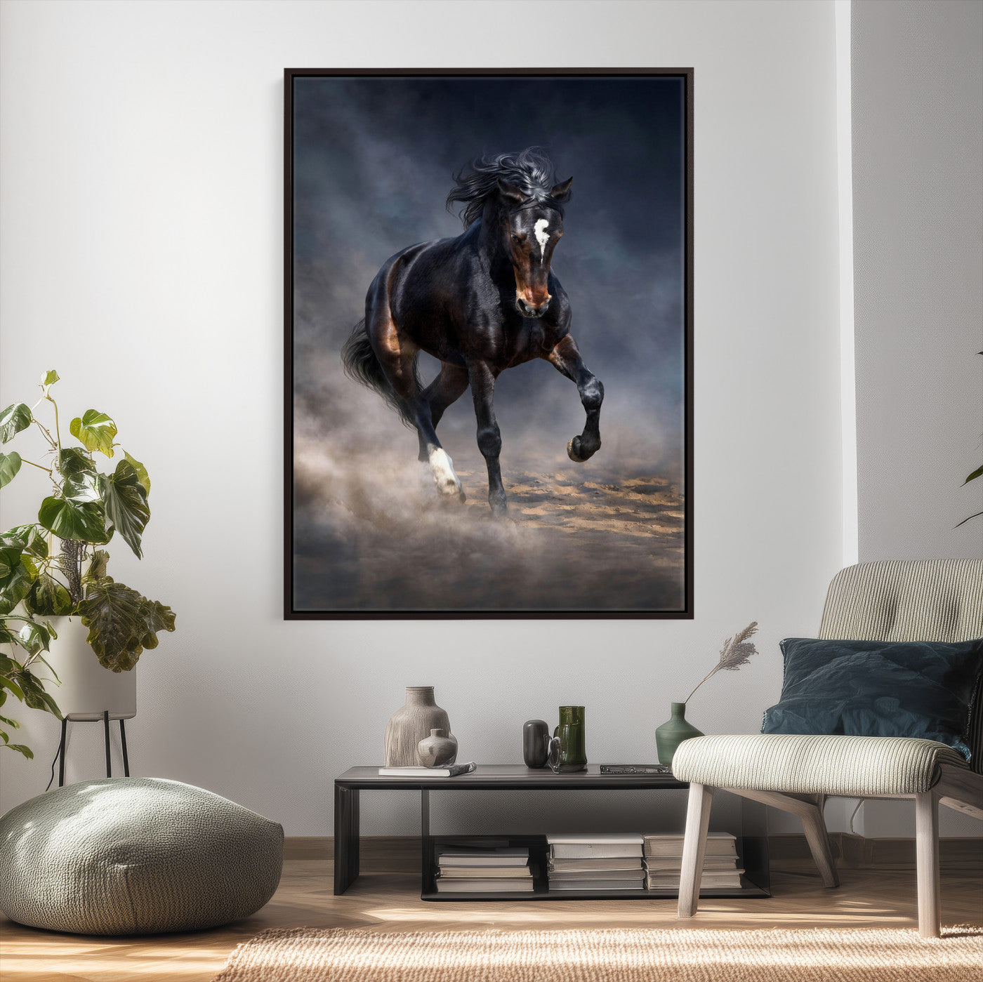 85088910-T-MGV-CV-24X36 - Wild Horses Galloping in Dust Storm Wall Art Canvas Print - Powerful Wildlife Fine Art