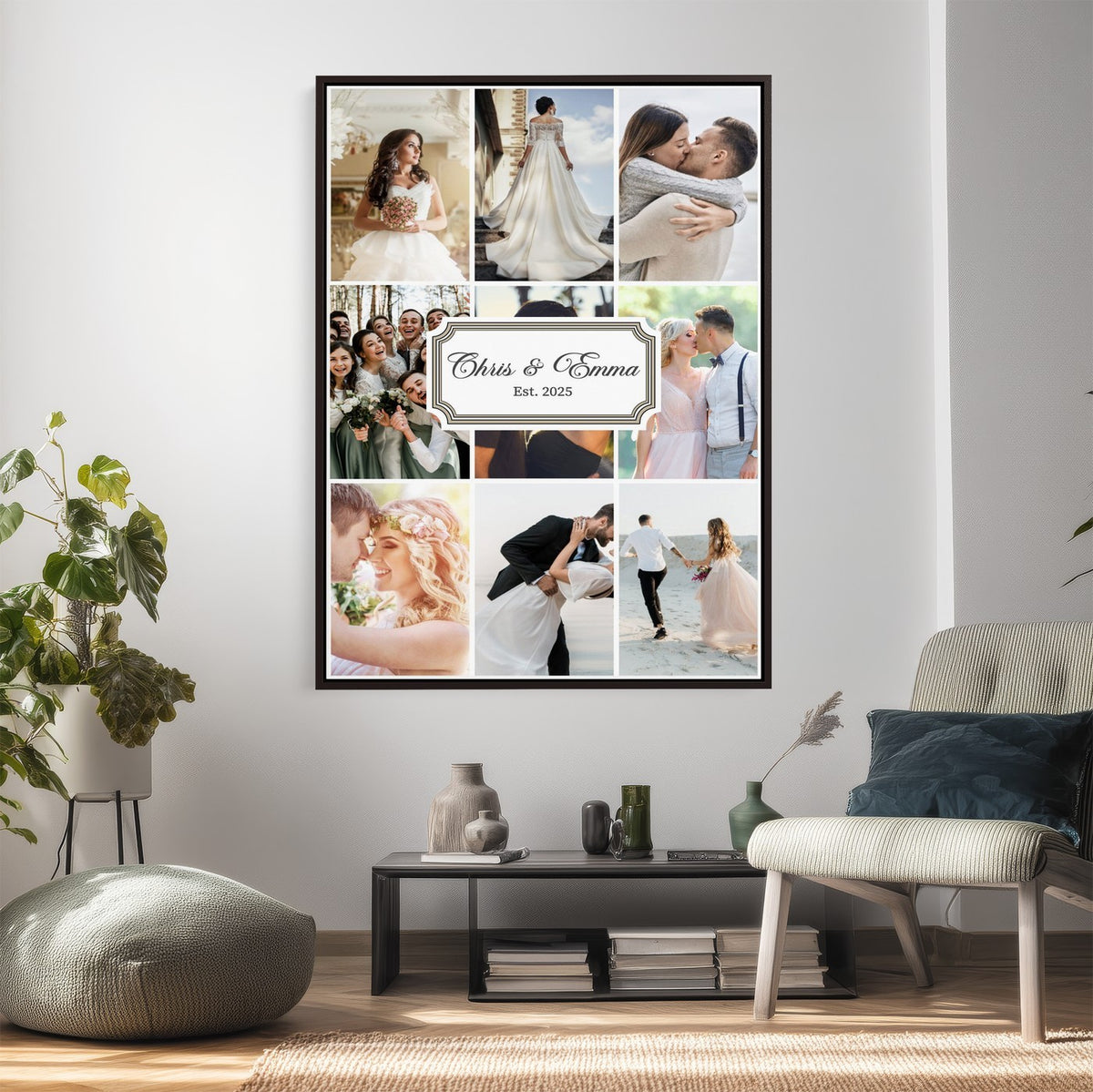 Personalized Wedding Photo Collage Canvas Print, Custom Couple Gift