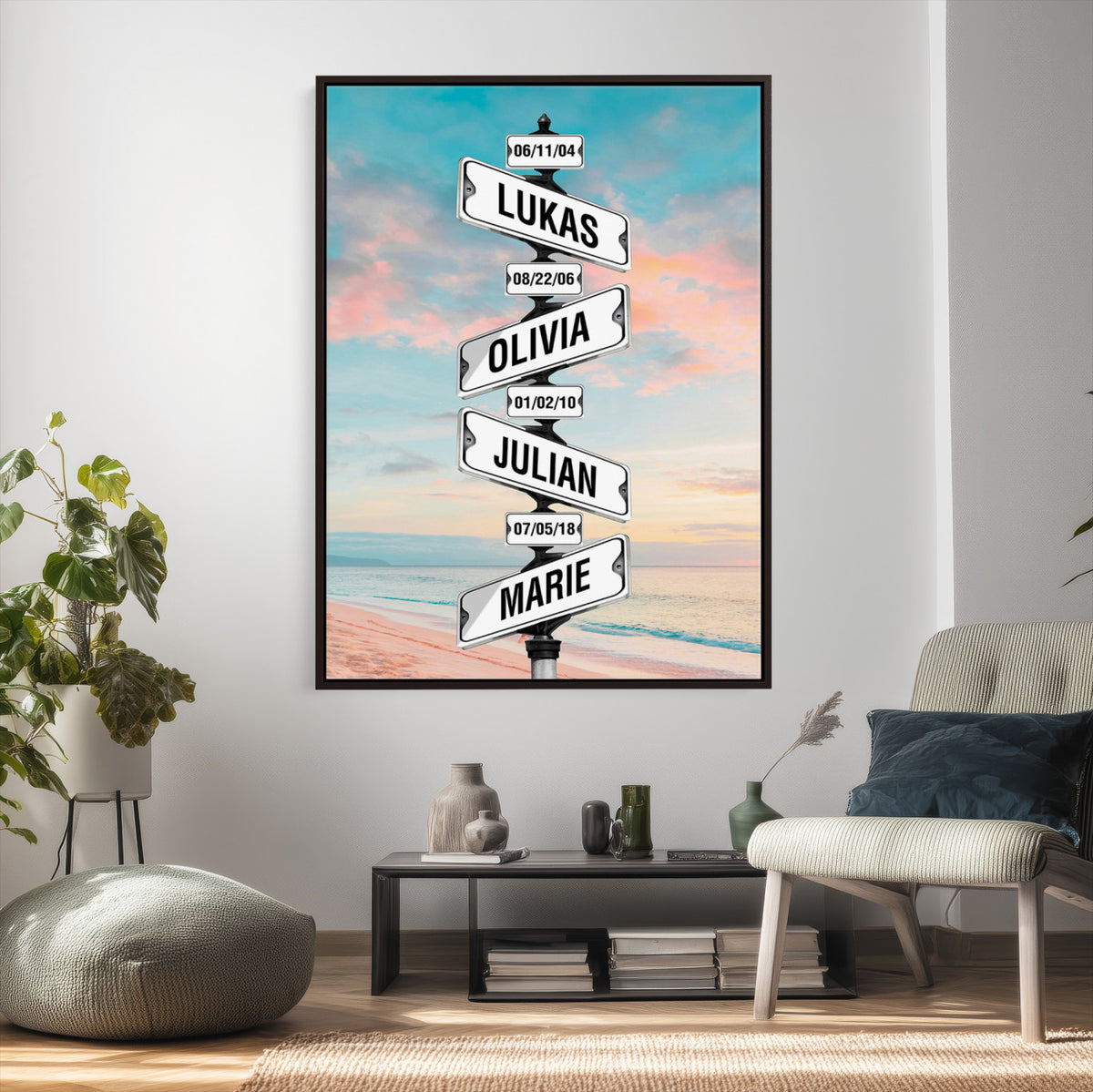 79027171-_Poster-30x20 - Personalized Street Sign Canvas Wall Art, Custom Family Names Signpost Print