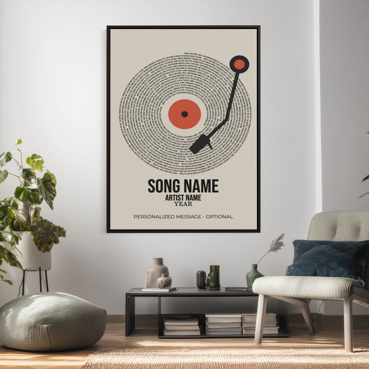 96475288Plak-_Poster-30x20 - Song Lyrics Record Canvas Print – Personalized Vinyl Style Photo Wall Art
