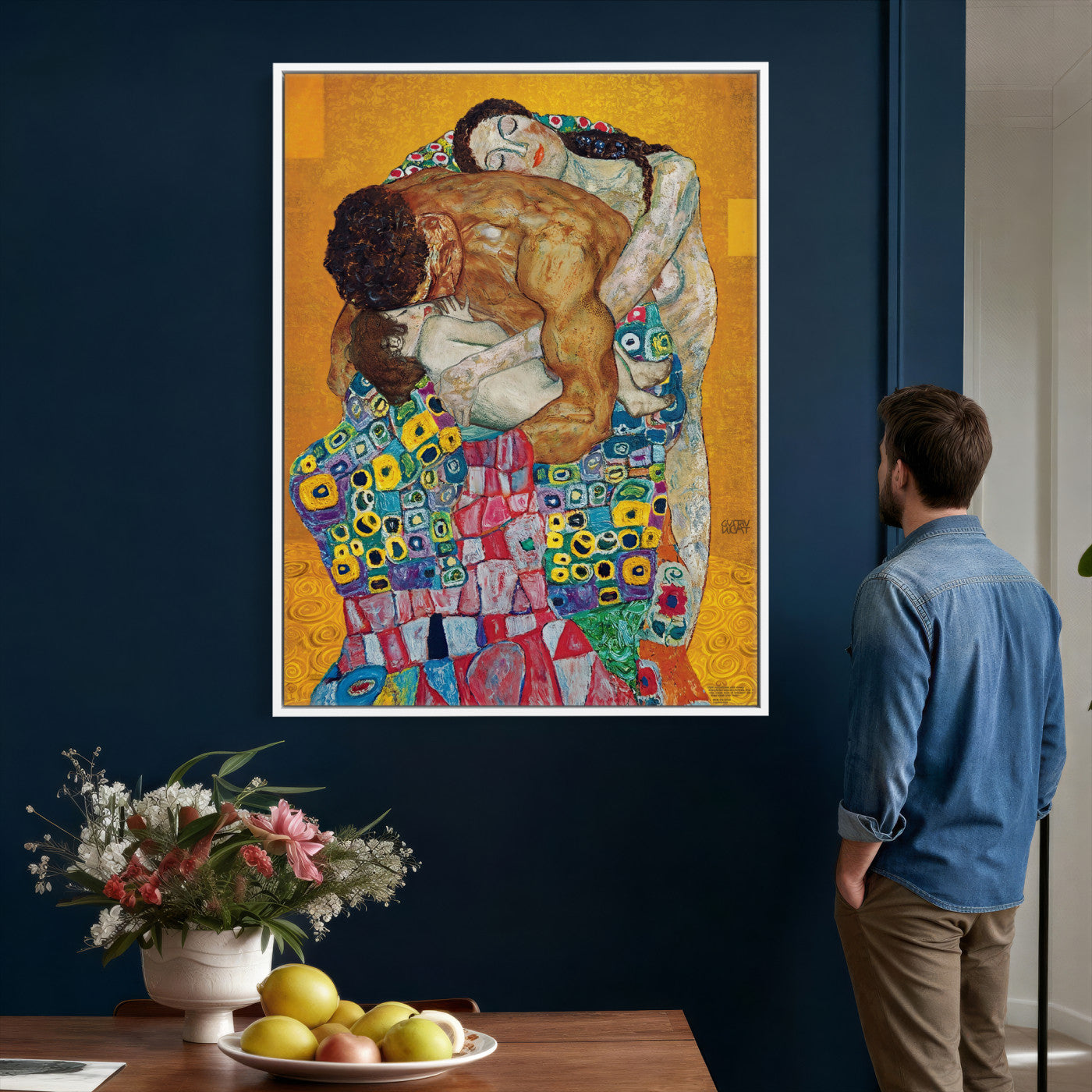 44640476-MGV-CV-24X36 - The Bride Wall Art Canvas Print – Gustav Klimt Inspired Romantic Embrace Painting