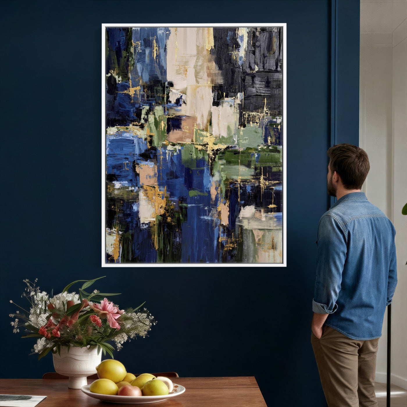 69517274-MGV-CV-24X36 - Abstract Dark Blue Wall Art Canvas Print