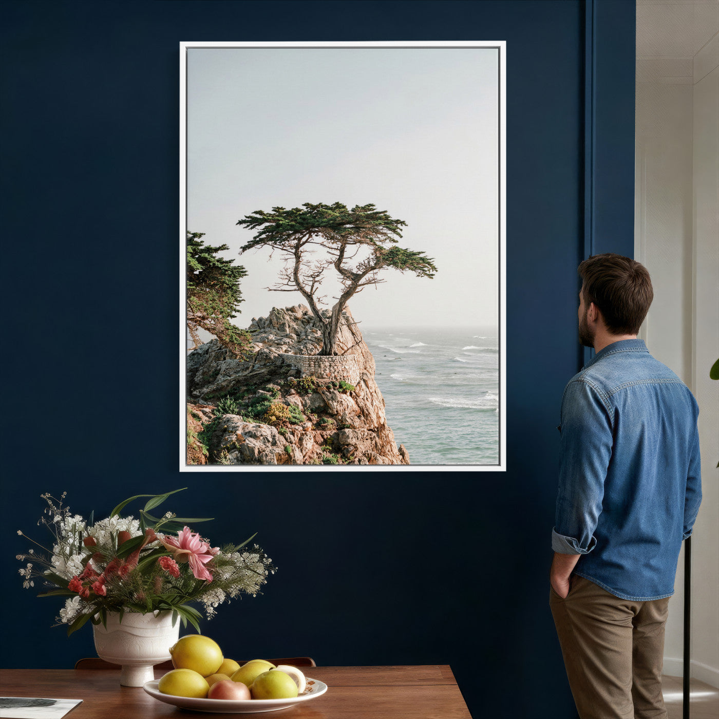 68839391-MGV-CV-24X36 - Lone Cypress Canvas Wall Art, Pebble Beach California Photography Print, Coastal Tree Ocean Decor, Monterey Nature Art, Minimalist Wall Art
