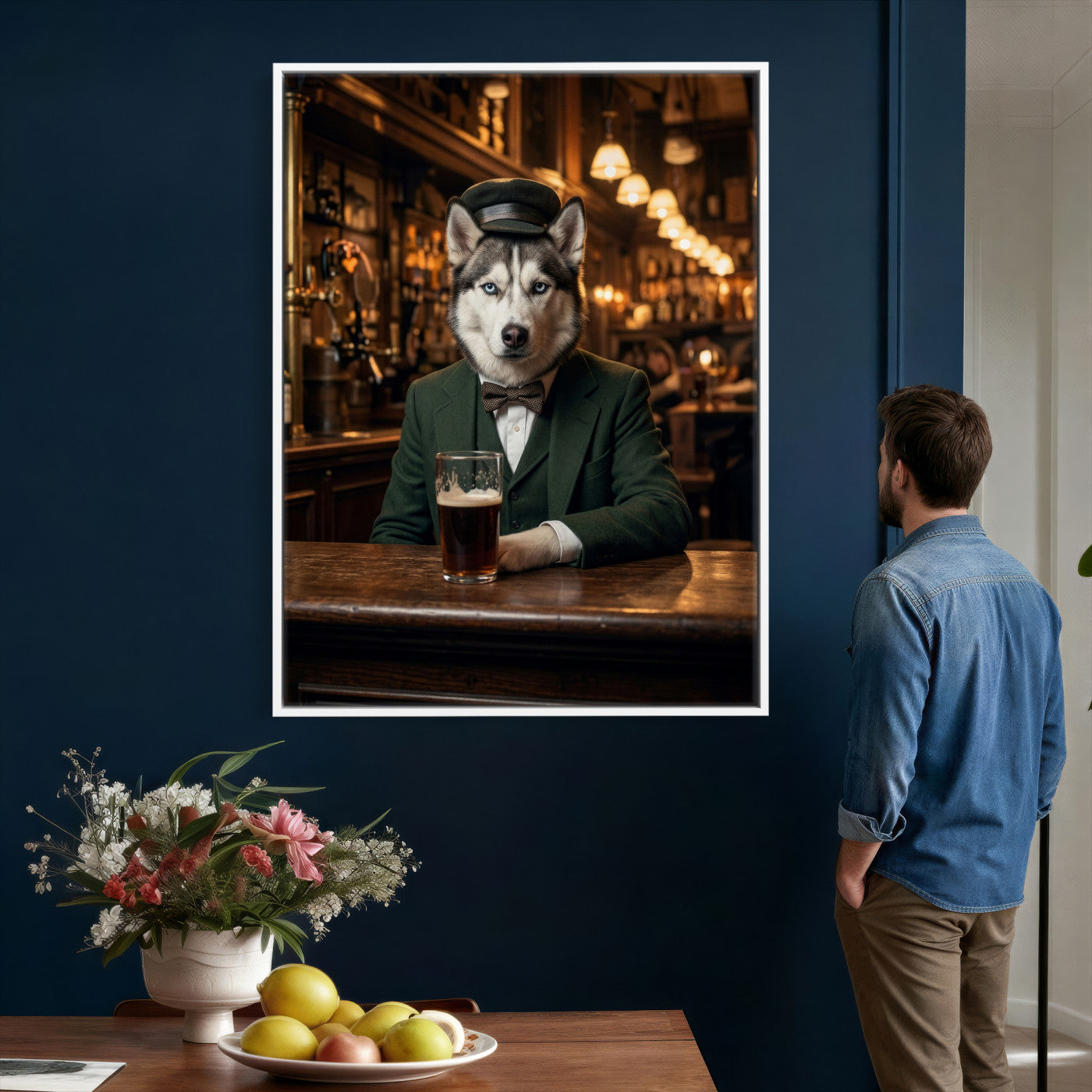 38460512H3-MGV-CV-24X36 - Custom Pet Portrait Canvas, Your Dog or Cat as a Dapper Human Character, Funny Personalized Animal Art