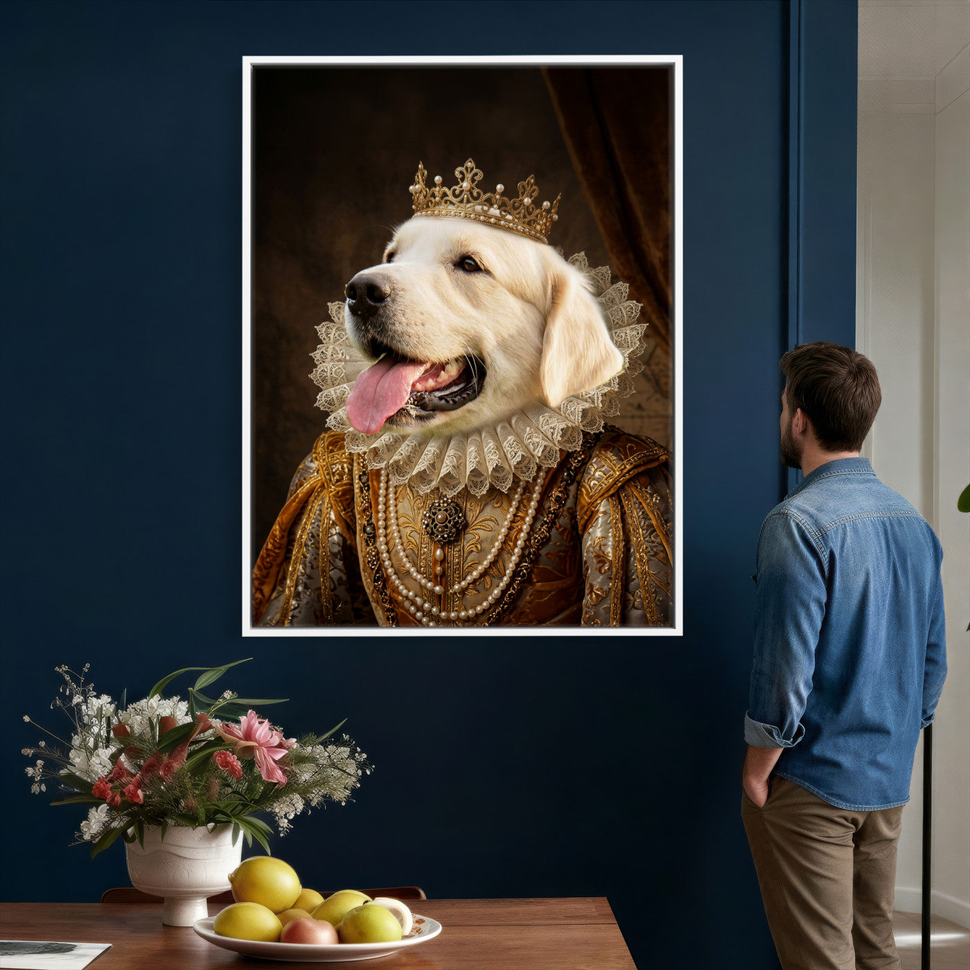 38460512L1-MGV-CV-24X36 - Custom Royal Pet Portrait Canvas, Your Dog or Cat as Queen King Aristocrat, Personalized Regal Animal Art