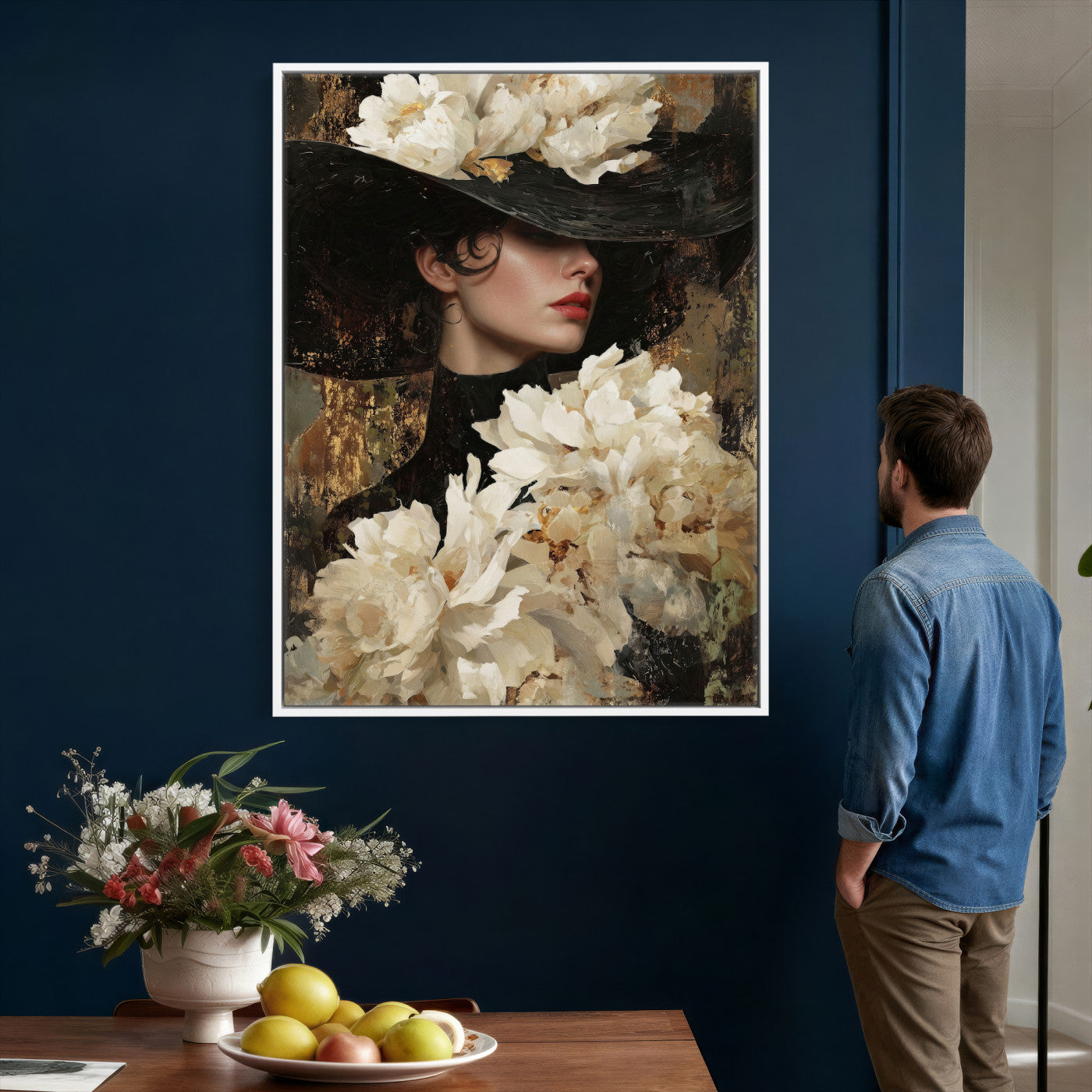 34147087-MGV-CV-24X36 - Glamour Woman Portrait Canvas Wall Art, Elegant Patel Women Portrait Print