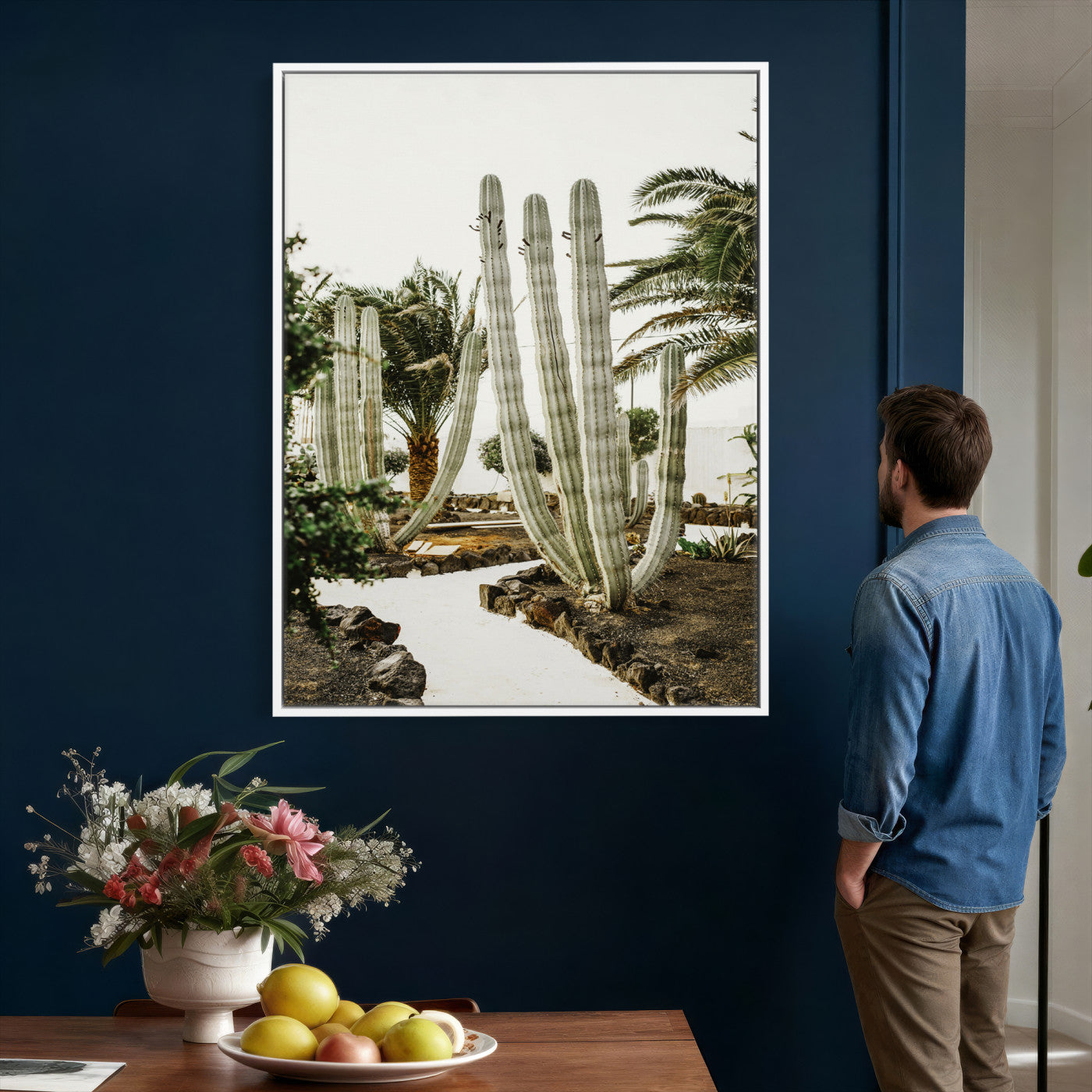 10167832-MGV-CV-24X36 - Cactus Garden Lanzarote Spain Wall Art Canvas Print - Cesar Manrique Desert Oasis Painting