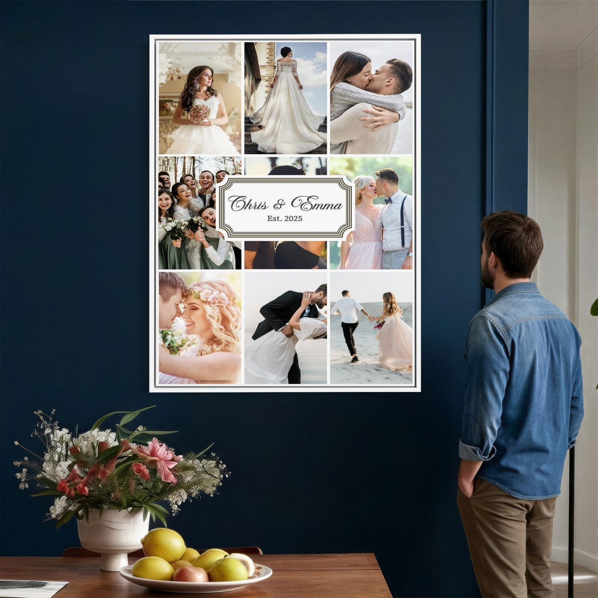 Personalized Wedding Photo Collage Canvas Print, Custom Couple Gift