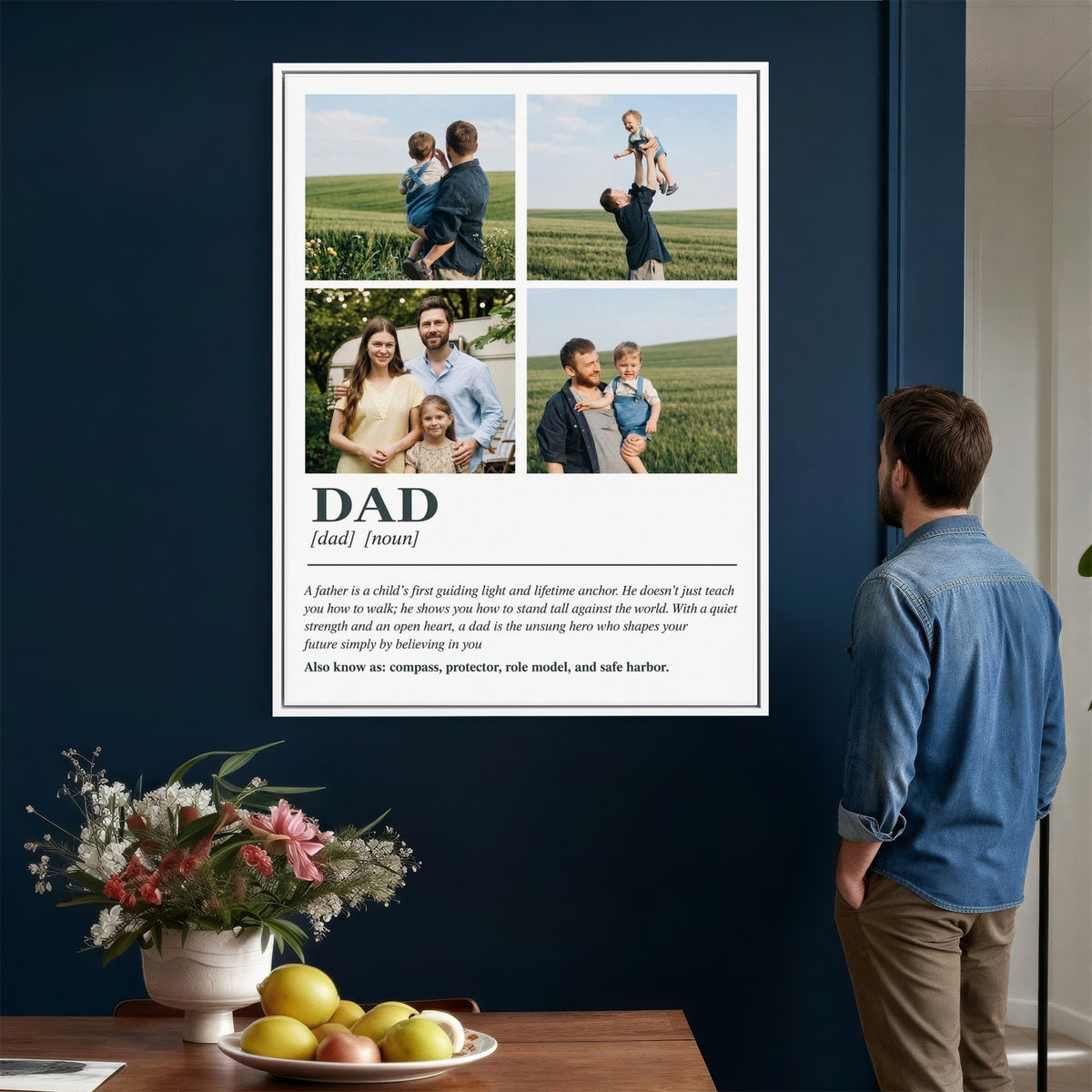Fathers day gift, personalized photo collage canvas, print option