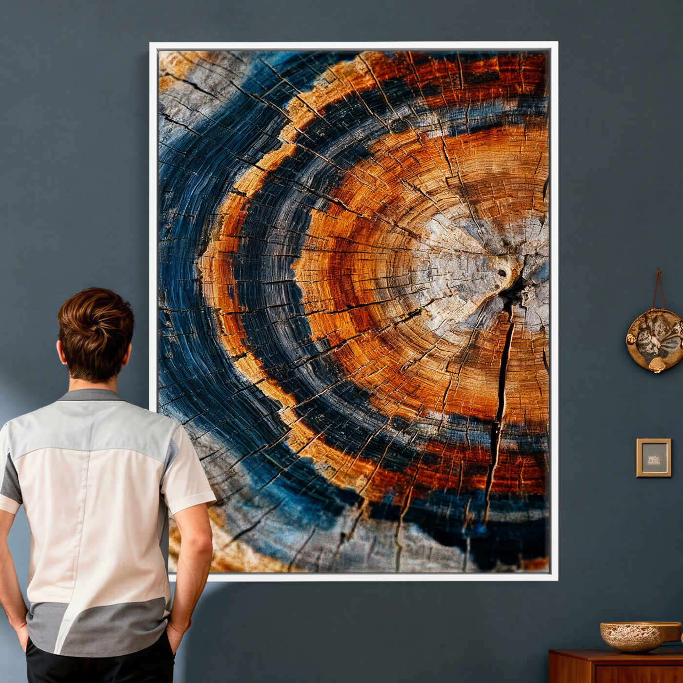 92693966C-MGV-CV-24X36 - Abstract Wood Grain Canvas Print, Tree Ring Pattern Wall Art, Framed Canvas Ready to Hang