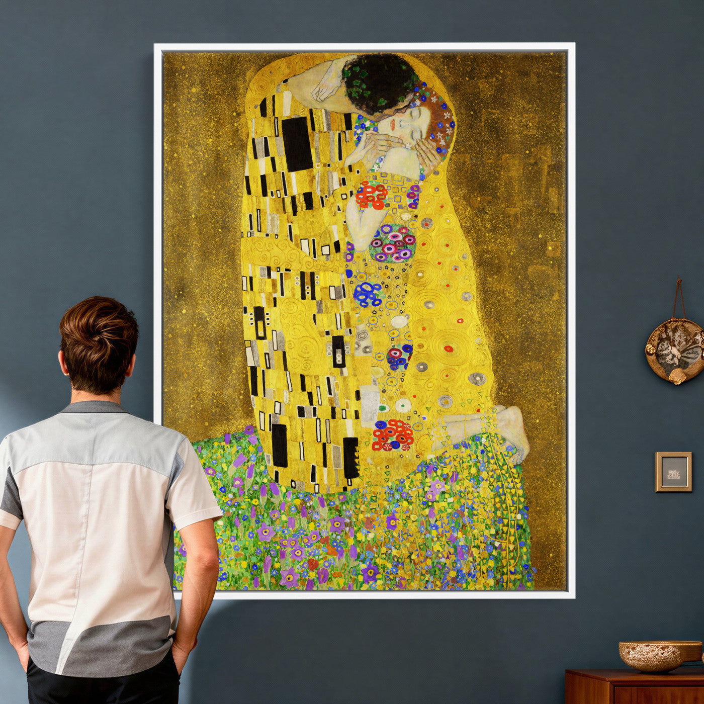 77323081-MGV-CV-24X36 - The Kiss Wall Art Canvas Print – Gustav Klimt Inspired Gold Art Nouveau Painting